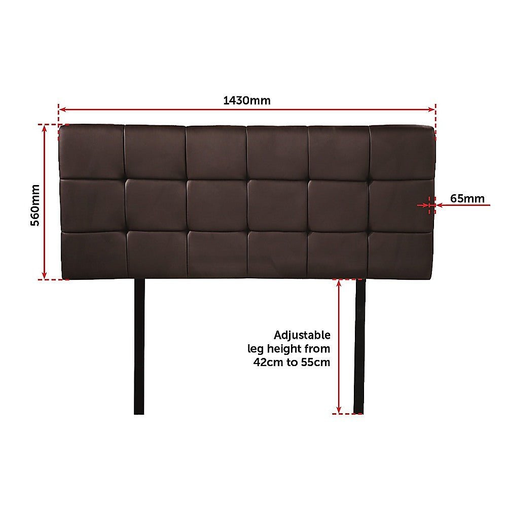 Double Size Deluxe Headboard - Brown Upholstered Bed Frame for Master Bedroom & Guest Room - Perfect for Modern & Classic Bedroom Decor