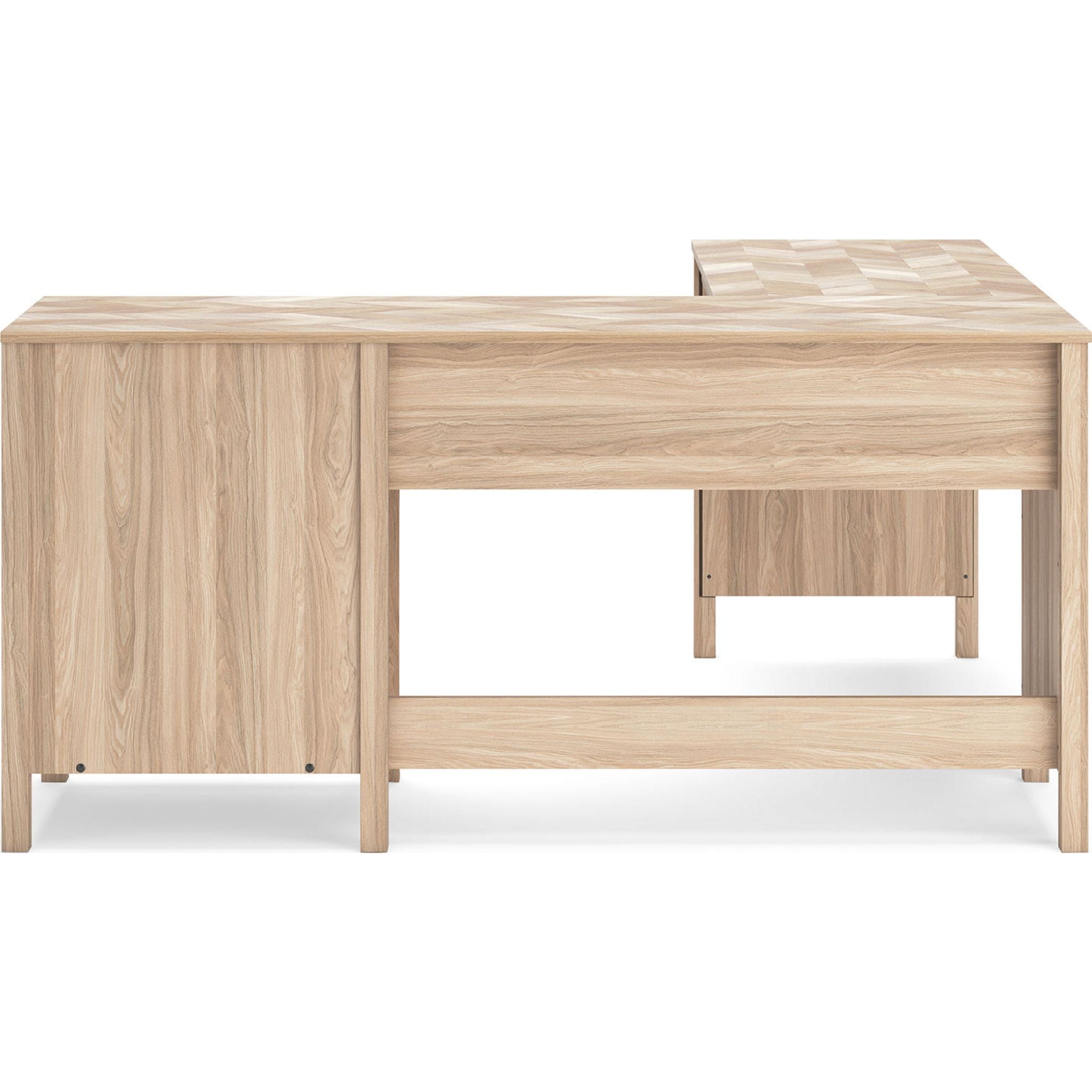 Battelle Modern Wooden Office Desk in Tan - Stylish Home & Office Workspace for Professionals & Remote Workers