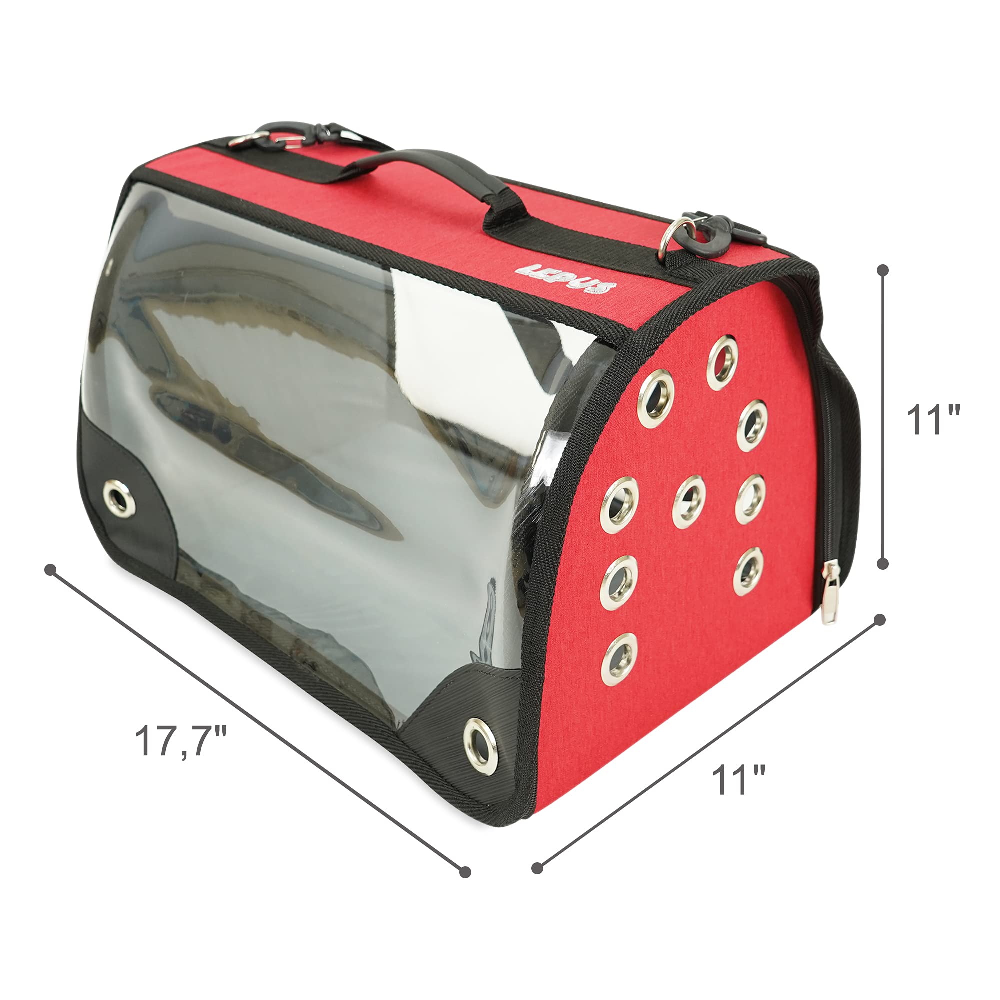 SUSSEXHOME Small Pet Carrier for Dogs and Cats - Waterproof Soft-Sided Travel Bag with Mesh Window, TSA Approved Airline Pet Carrier (11 x 17.7 x 11 Inches, Red) - Perfect for Air Travel, Vet Visits, and Daily Outings