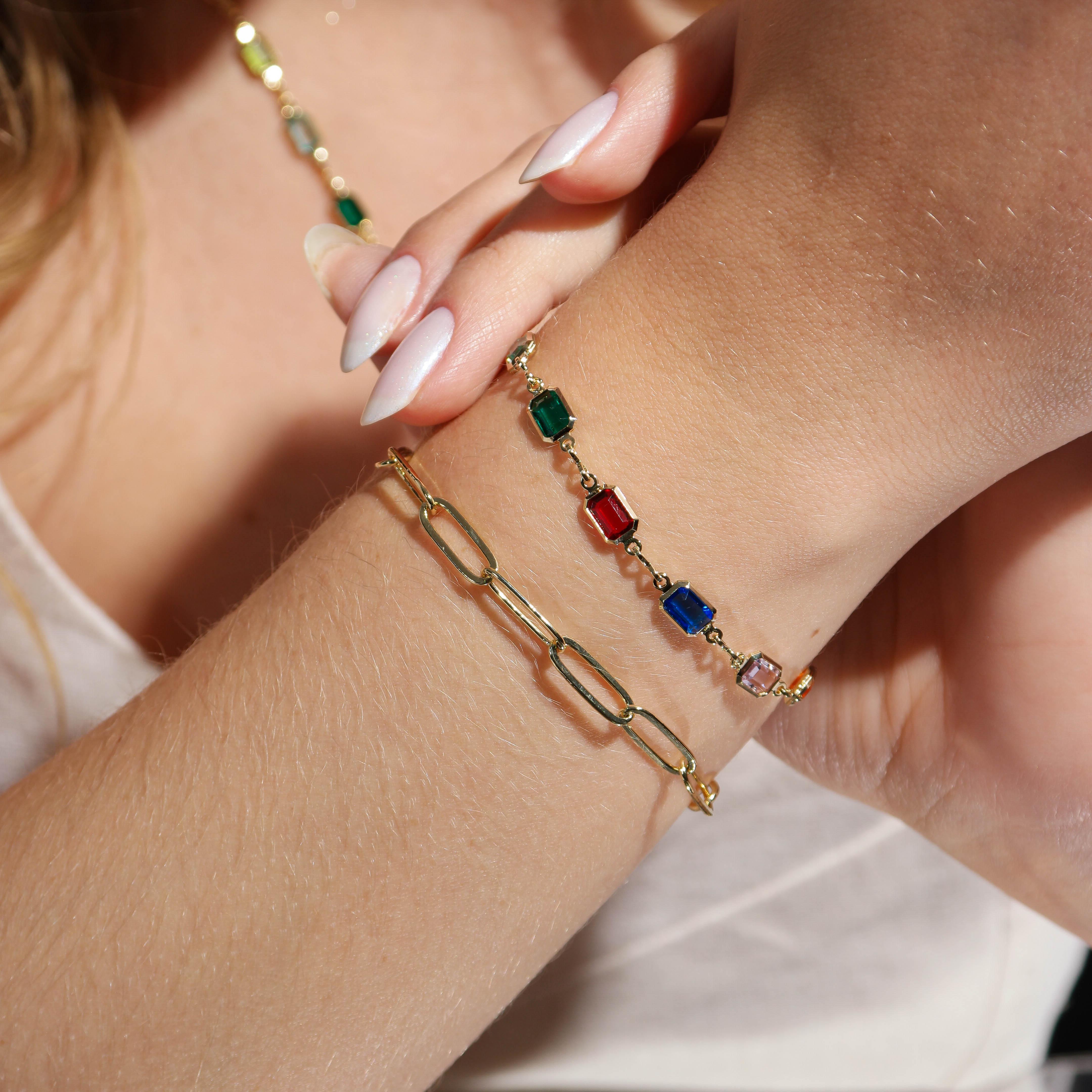 18K Gold Filled Multicolor Bracelet for Women - Elegant Stackable Bangle Jewelry Gift for Birthday, Anniversary & Everyday Wear