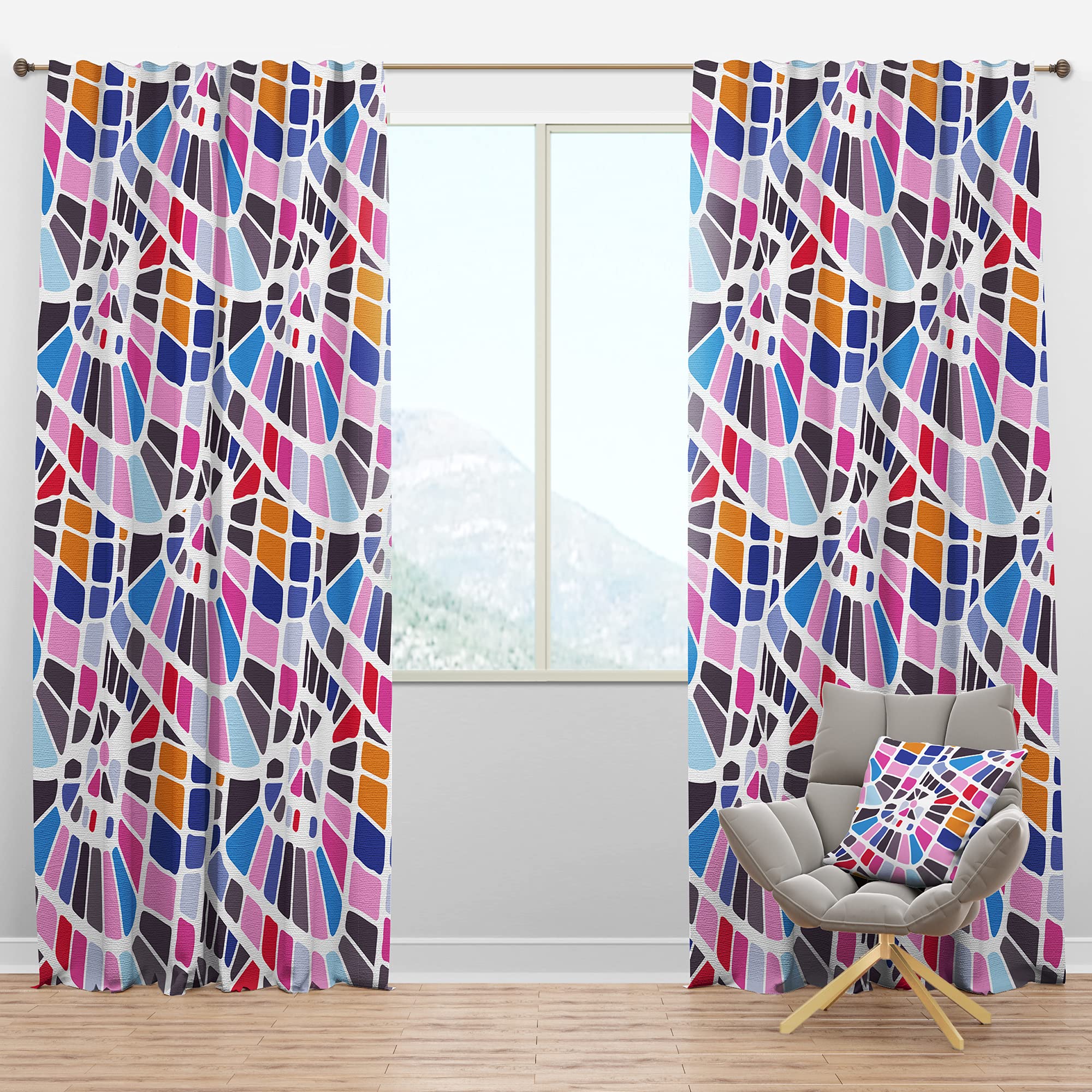 DesignQ Blackout Curtains - Thermal Insulated Single Panel (52x120) - Abstract Retro Geometric Pattern for Bedroom & Living Room - Noise Reducing & Energy Saving Window Treatments for Better Sleep & Home Decor