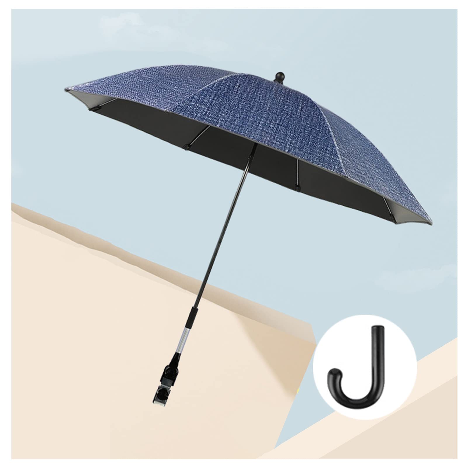 Universal UV Pram Parasol with Adjustable Clamp - Sunshade for Strollers, Pushchairs & Buggies (Denim Blue) | Perfect for Outdoor Walks, Park Visits & Baby Sun Protection