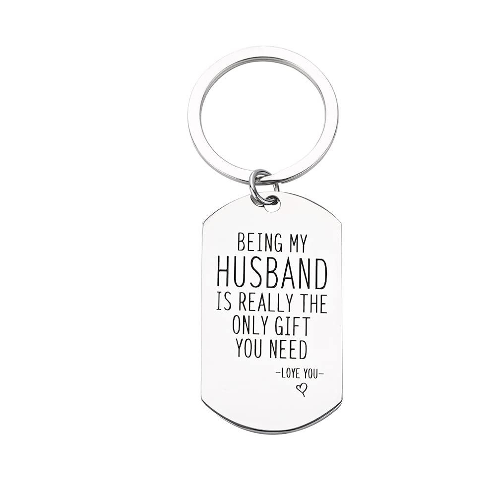Personalized Husband Keychain - Engraved Gift for Husband from Wife - Anniversary, Valentine's Day, Wedding & Birthday Present - Perfect for Key Organization & Romantic Surprises