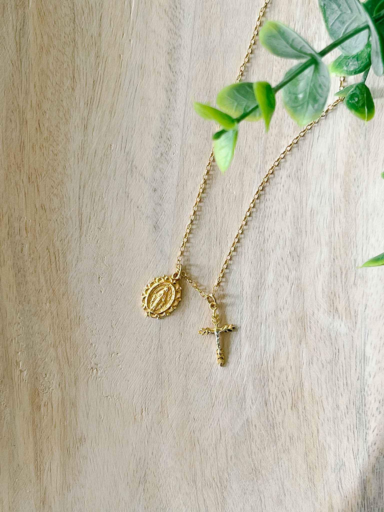 Miraculous Medal & Two-Toned Crucifix Necklace - Religious Jewelry for Women & Men - Perfect for Church, Prayer & Daily Wear