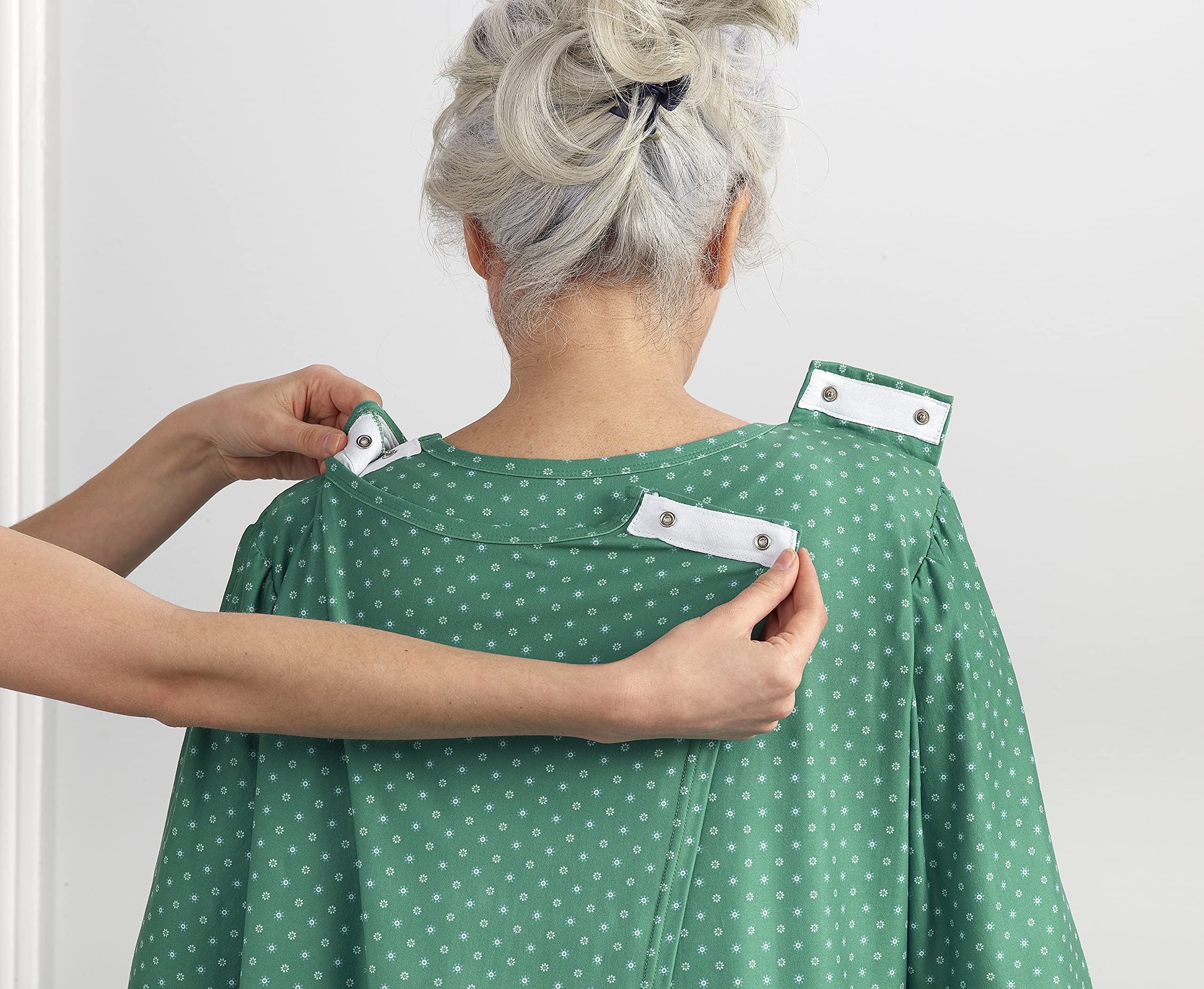 Silk Open-Back Hospital Gowns for Women - Comfortable & Easy Wear Patient Gowns for Seniors & Recovery - Soft Milk Silk with Lace Trim 2/3 Sleeve - Perfect for Post-Surgery, Maternity & Home Care