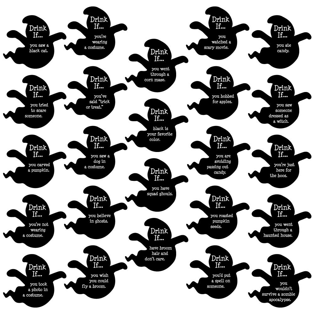 Big Dot of Happiness Drink If Game - Spooky Ghost Halloween Party Game (24 Count) - Fun Icebreaker for Halloween Parties & Gatherings