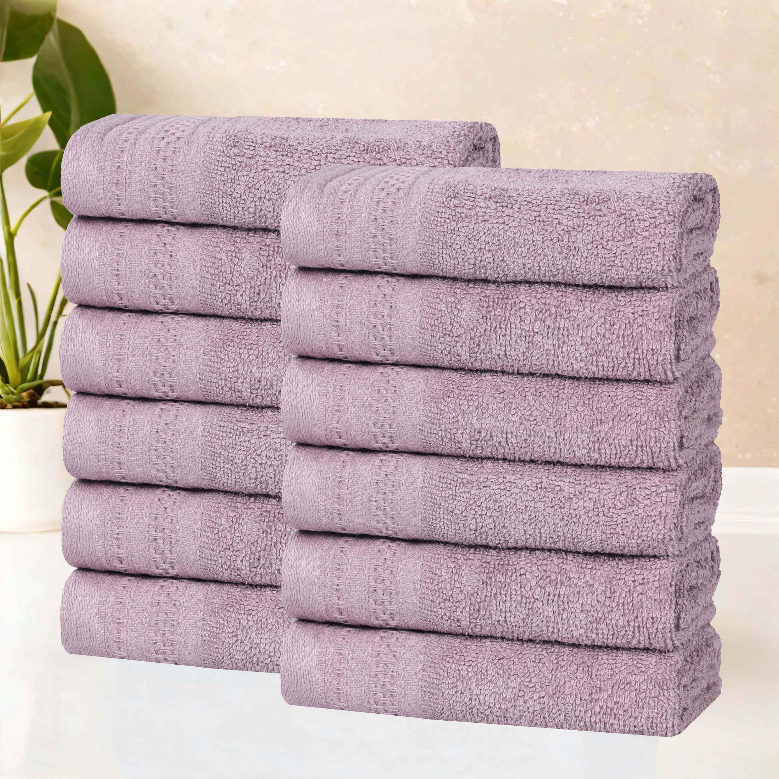 Premium Honeycomb Textured Waffle Border Cotton Face Towels - 12 Pack Soft Bath Towels for Spa, Gym & Luxury Home Use