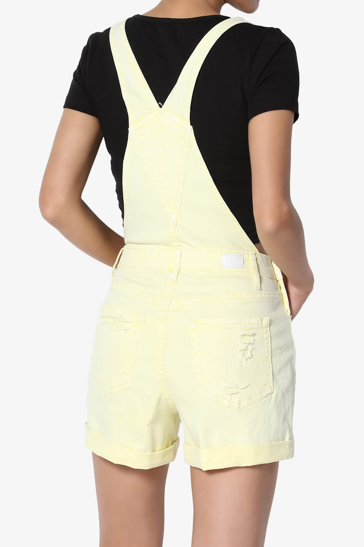 TheMogan Junior's Ripped Stretch Denim Short Overall - Girls' Fashion Romper with Suspenders | Perfect for Summer Outfits, Casual Wear & Playdates