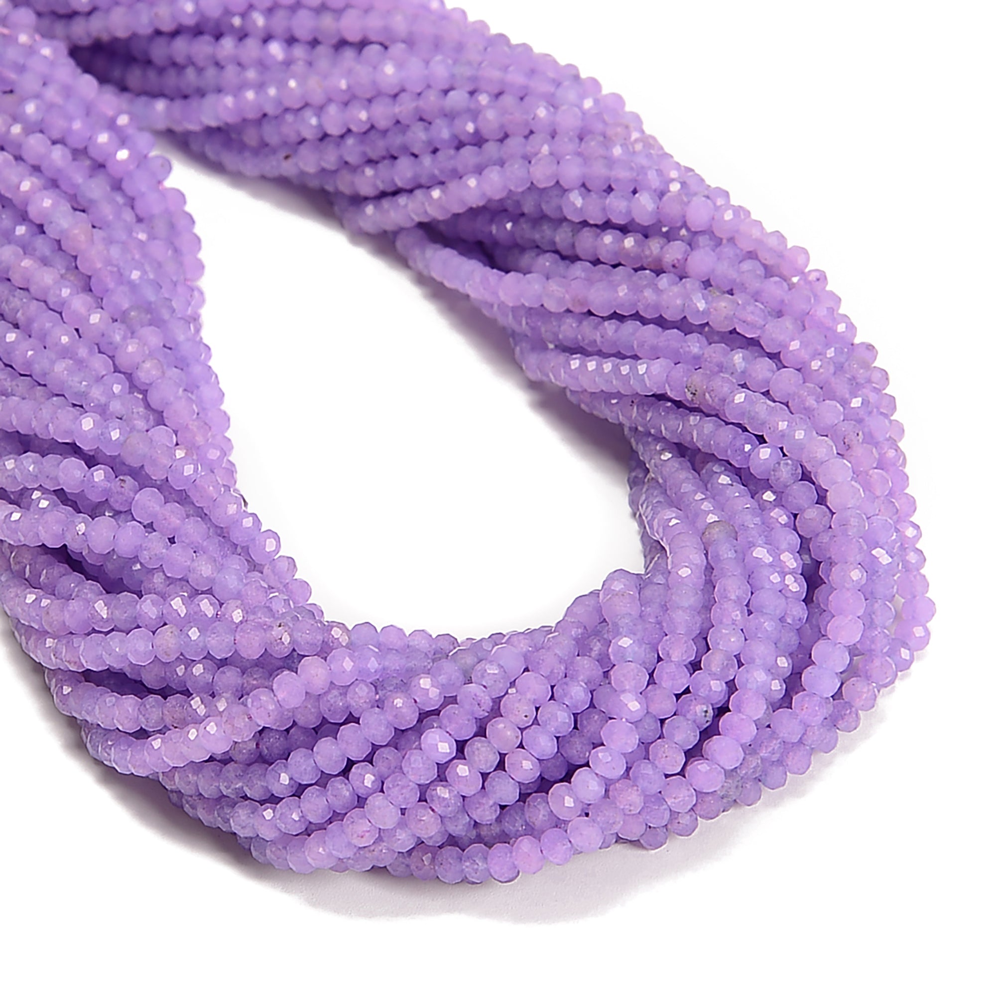 Natural Lavender Dyed Jade Faceted Rondelle Beads 3x4mm 15.5 Inch Strand for Jewelry Making, DIY Bracelets & Necklaces - Healing Crystal Beads for Meditation & Spiritual Crafts