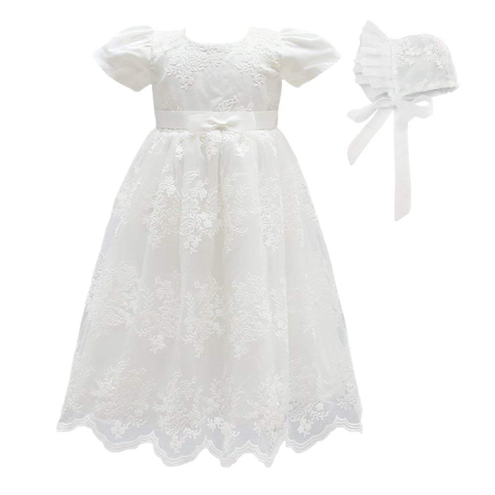 Glamulice Baby Girls Christening Baptism Dress - Newborn Floral Embroidered Lace Gown for Toddlers | Perfect for Baptism, First Communion & Special Occasions