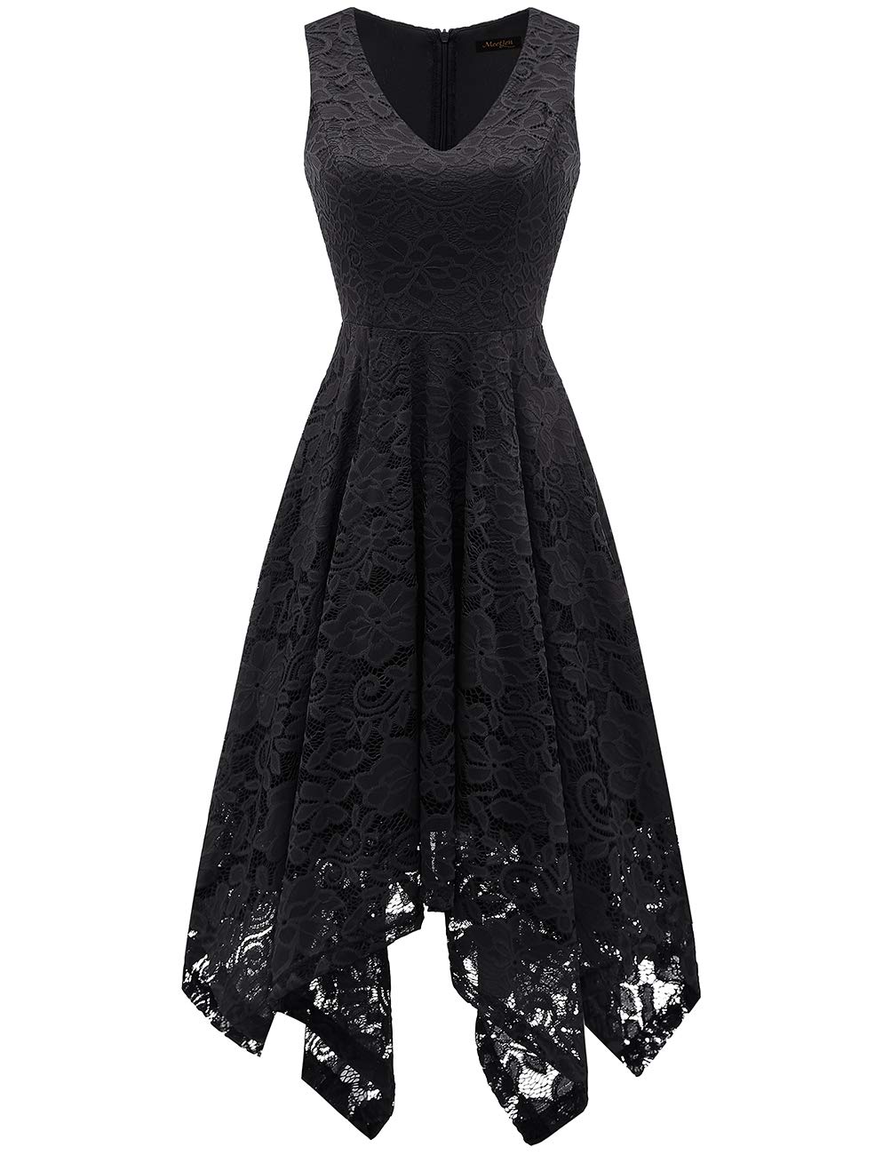 Meetjen Women's Elegant Lace Cocktail Party Dress 2025 - Handkerchief Hem Bridesmaid & Prom Formal Gown for Wedding Guest | Perfect for Evening Events, Bridal Showers & Special Occasions