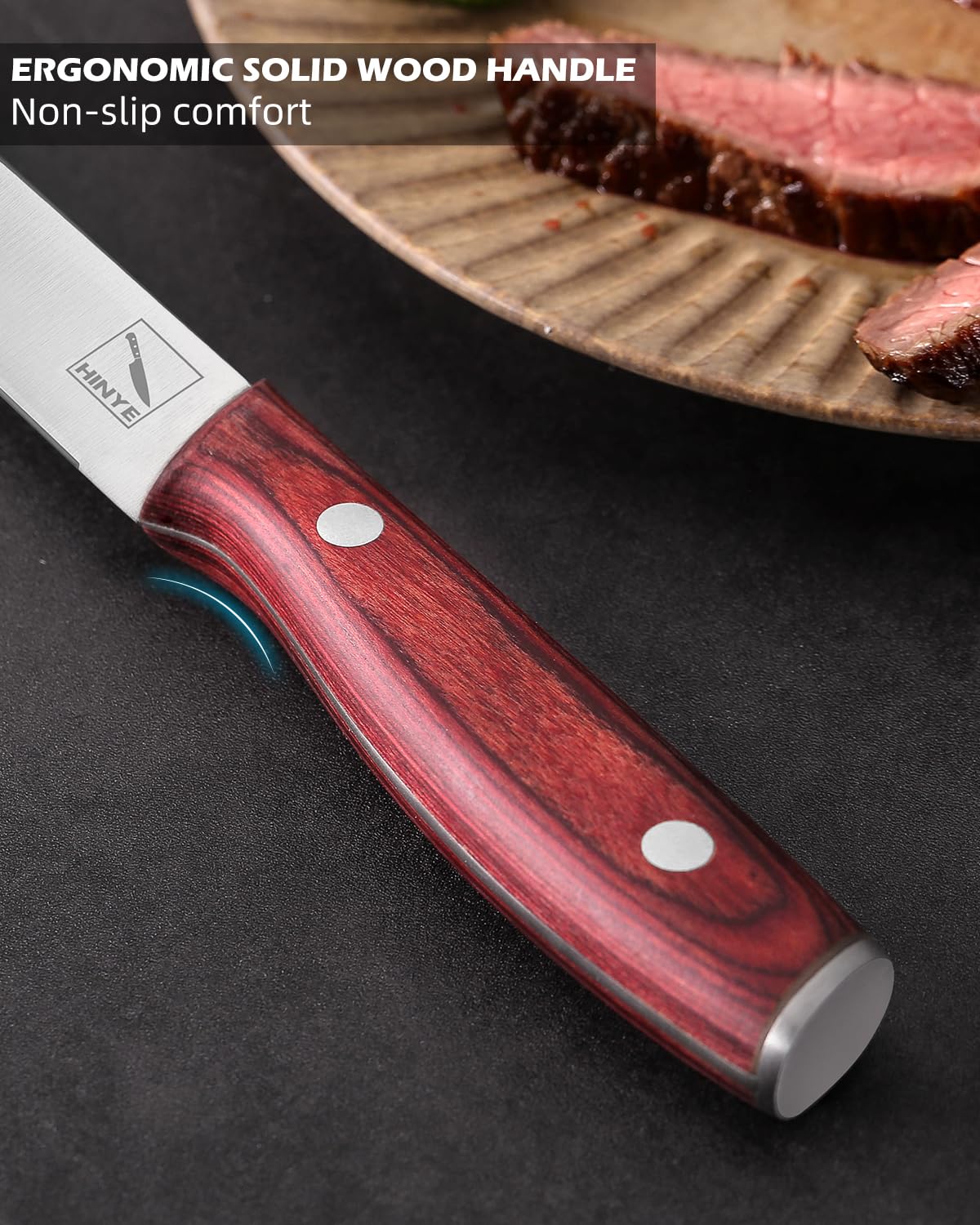 Premium 2-Piece Steak Knife Set - High-Quality Stainless Steel Serrated Blades with Ergonomic Wood Handle - Ultra Sharp & Durable Kitchen Cutlery - Perfect for Steakhouse Dining, BBQ Parties & Home Entertaining