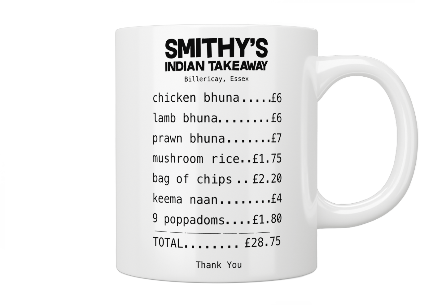Gavin and Stacey Smithy's Takeaway Order Mug - Funny British TV Show Gift for Fans - Perfect for Coffee, Tea & Office Use