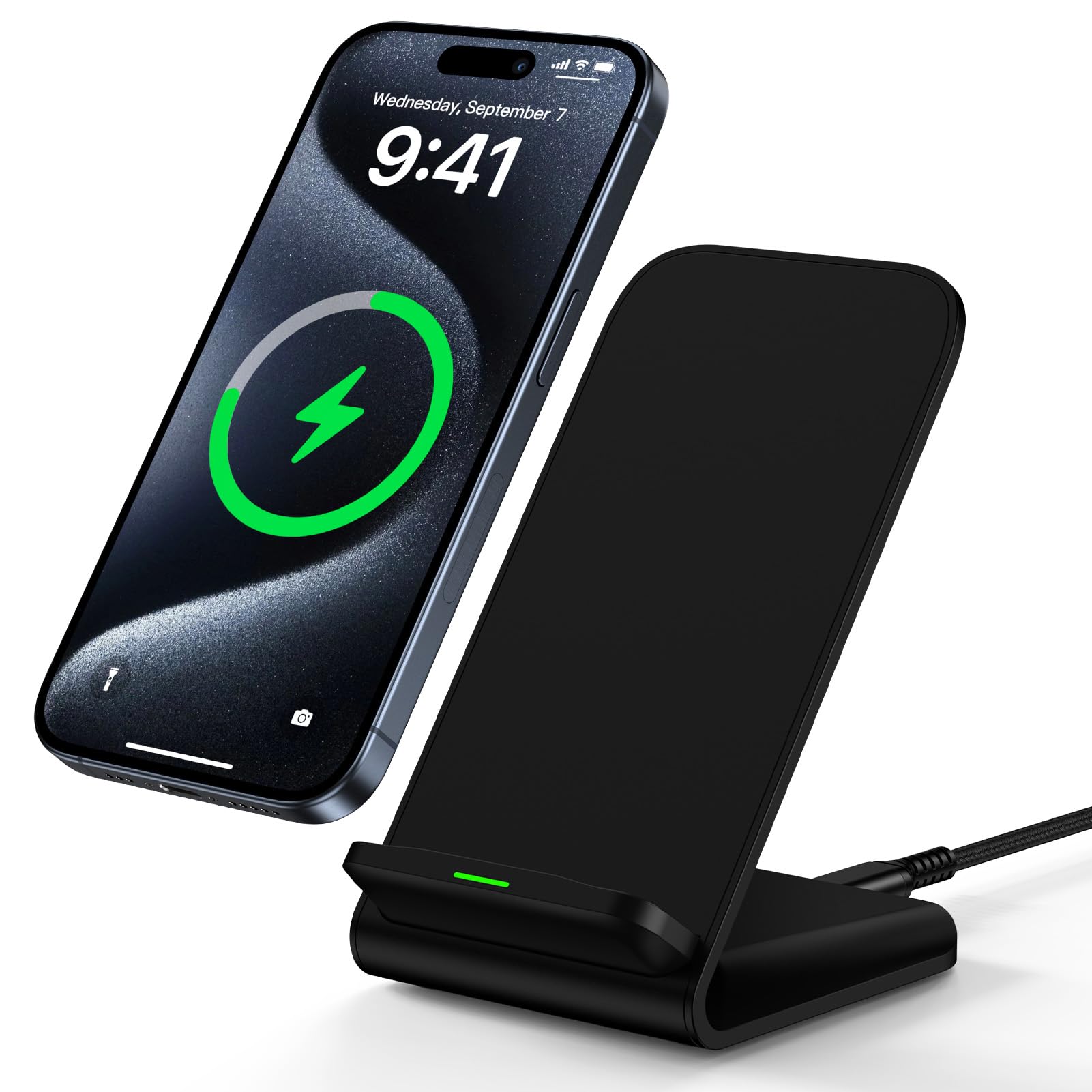Samsung Fast Wireless Charging Stand - Qi-Certified 15W Charger for Samsung Galaxy S25/S24 Ultra/S24+/S24/S23 FE/S22/S21/S20/S10/S9/S8, iPhone 15 Pro Max/14/13/12, Pixel 8/7 - Perfect for Bedside, Office & Travel Charging