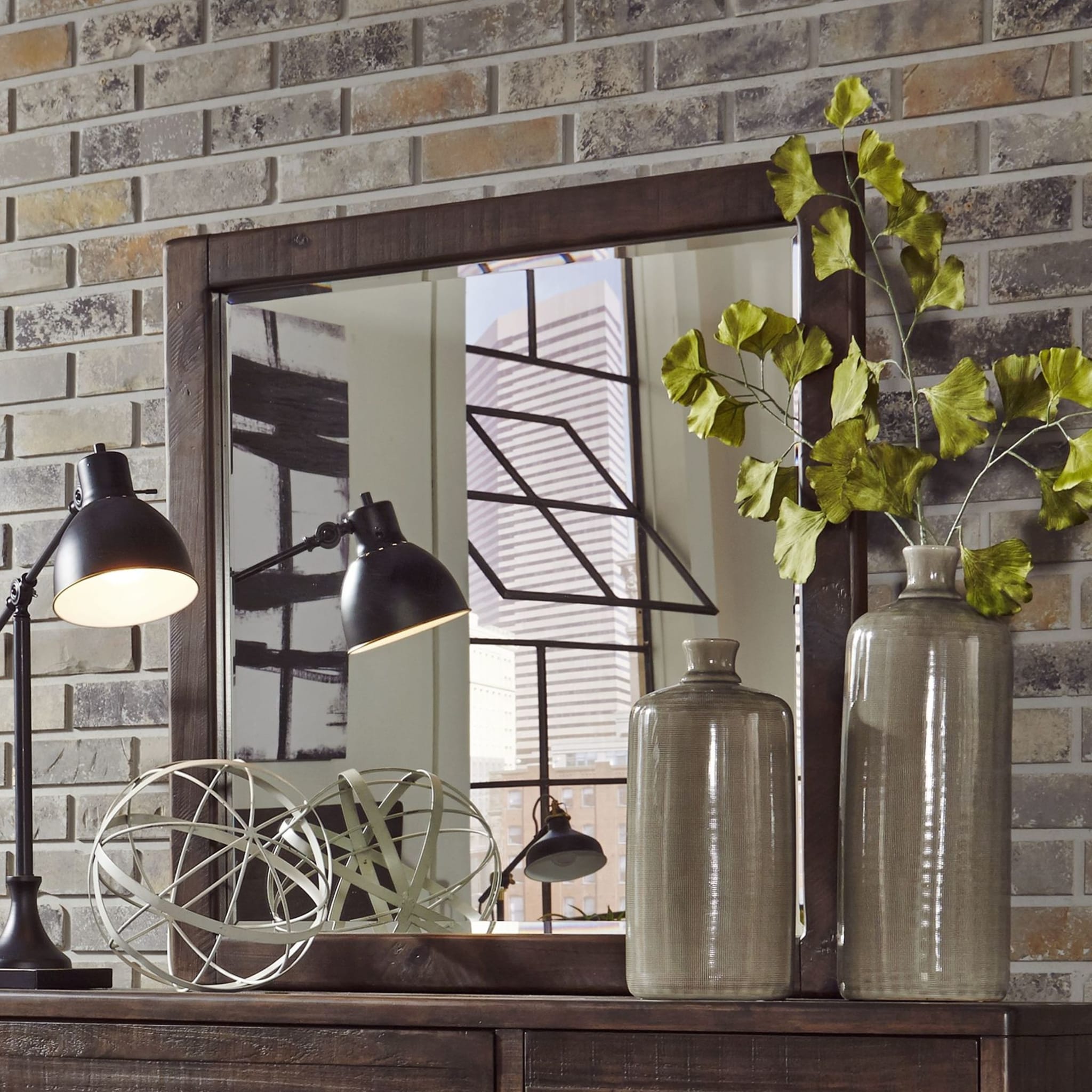 McKinney Solid Wood Beveled Glass Mirror in Espresso Pine - Elegant Wall Mirror for Living Room, Bedroom, Entryway & Bathroom Decor