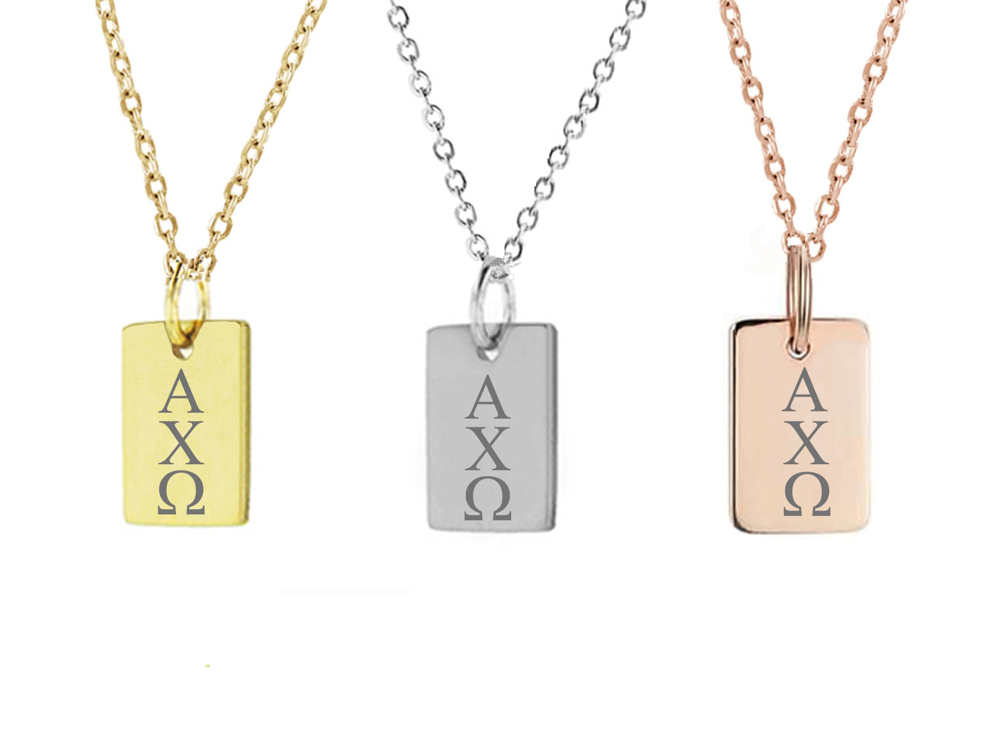 Alpha Chi Omega Sorority Necklace - Mini Dog Tag Pendant for Big Lil Sis, Rush Week Gift, Greek Life Jewelry | Perfect for Sorority Events, Bid Day, Sisterhood Gifts