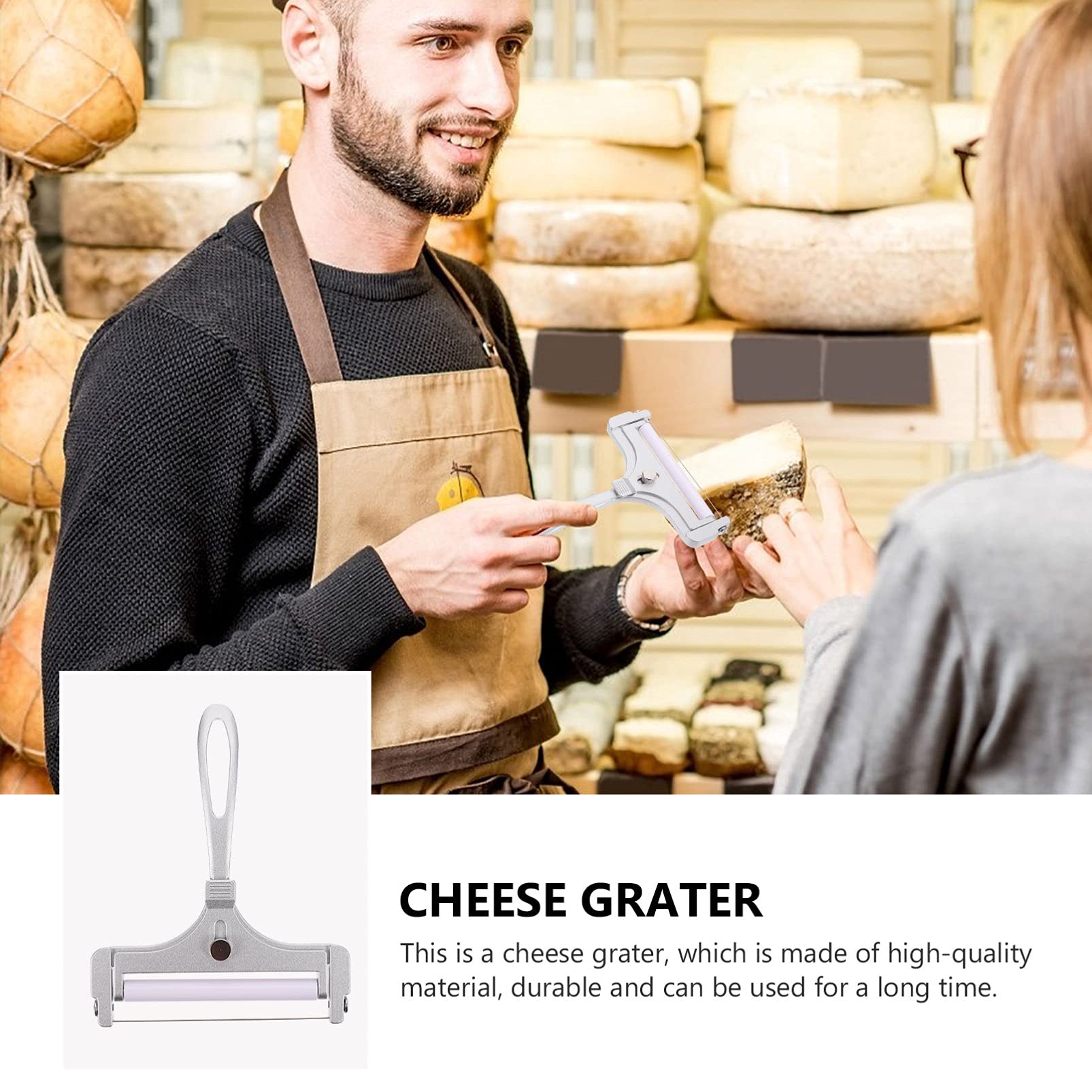 Stainless Steel Cheese Slicer & Bread Scraper - Wire Cutter for Cheese, Butter, Chocolate & Nutmeg - Perfect for Kitchen, Baking & Charcuterie Boards