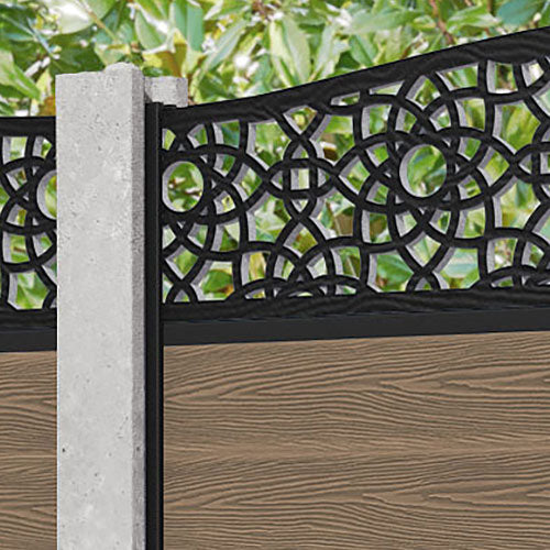 Classic Teak Ambar Curved Top Fence Panel for Concrete Posts - Durable Outdoor Privacy Fence for Garden, Patio, and Backyard