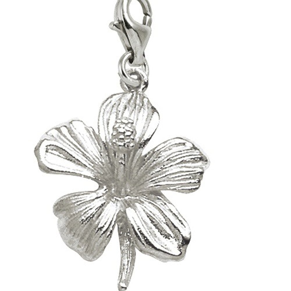 Handmade Hibiscus Flower Charm with Lobster Claw Clasp - Dainty Jewelry Charms for Bracelets & Necklaces - Perfect for DIY Jewelry Making, Beach-Themed Accessories, and Summer Fashion