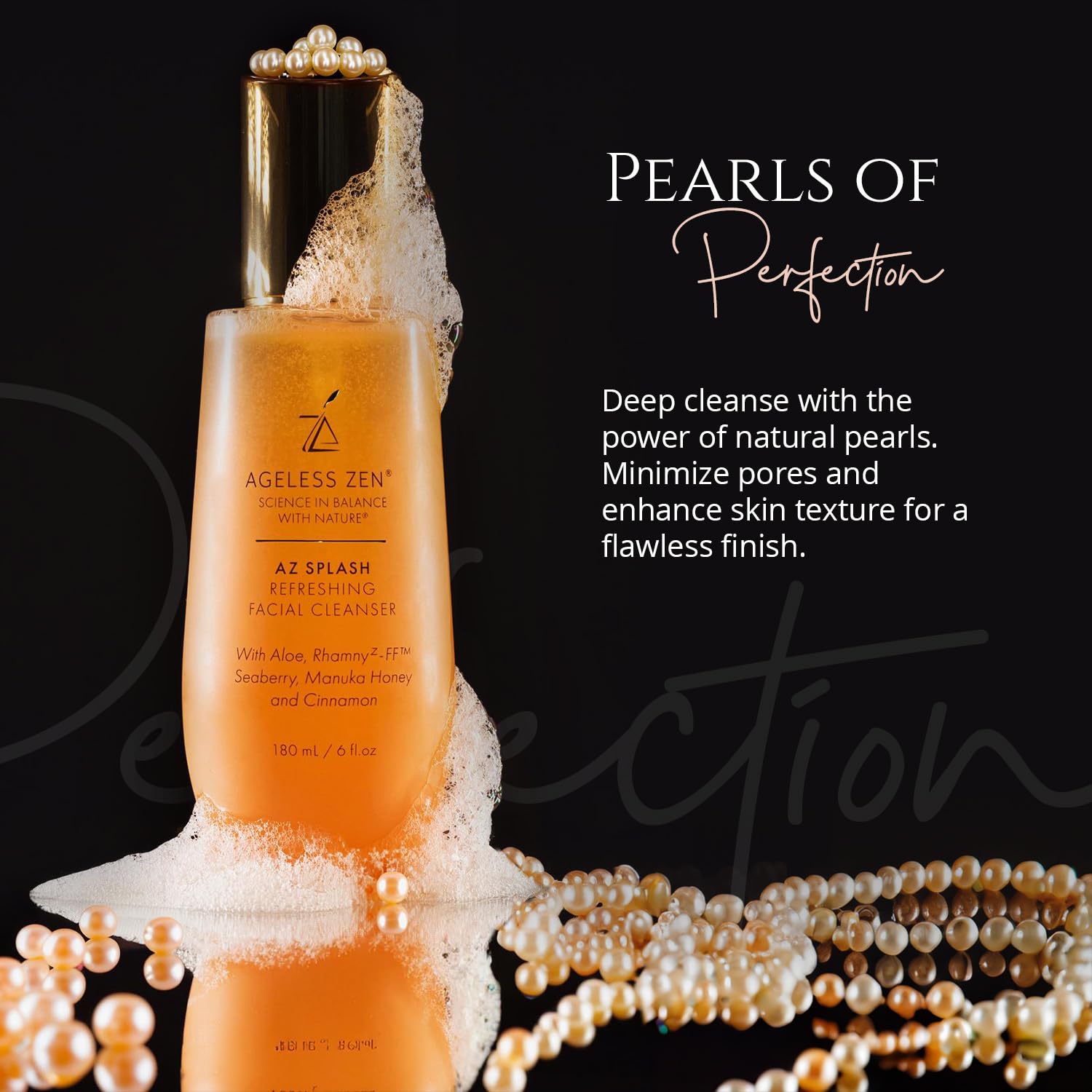 Honey & Pearl Powder Face Cleanser Set (180ml + 60ml Travel Size) - Hydrating, pH Balancing, Anti-Aging Facial Wash for Youthful Glow - Perfect for Travel & Daily Skincare Routine