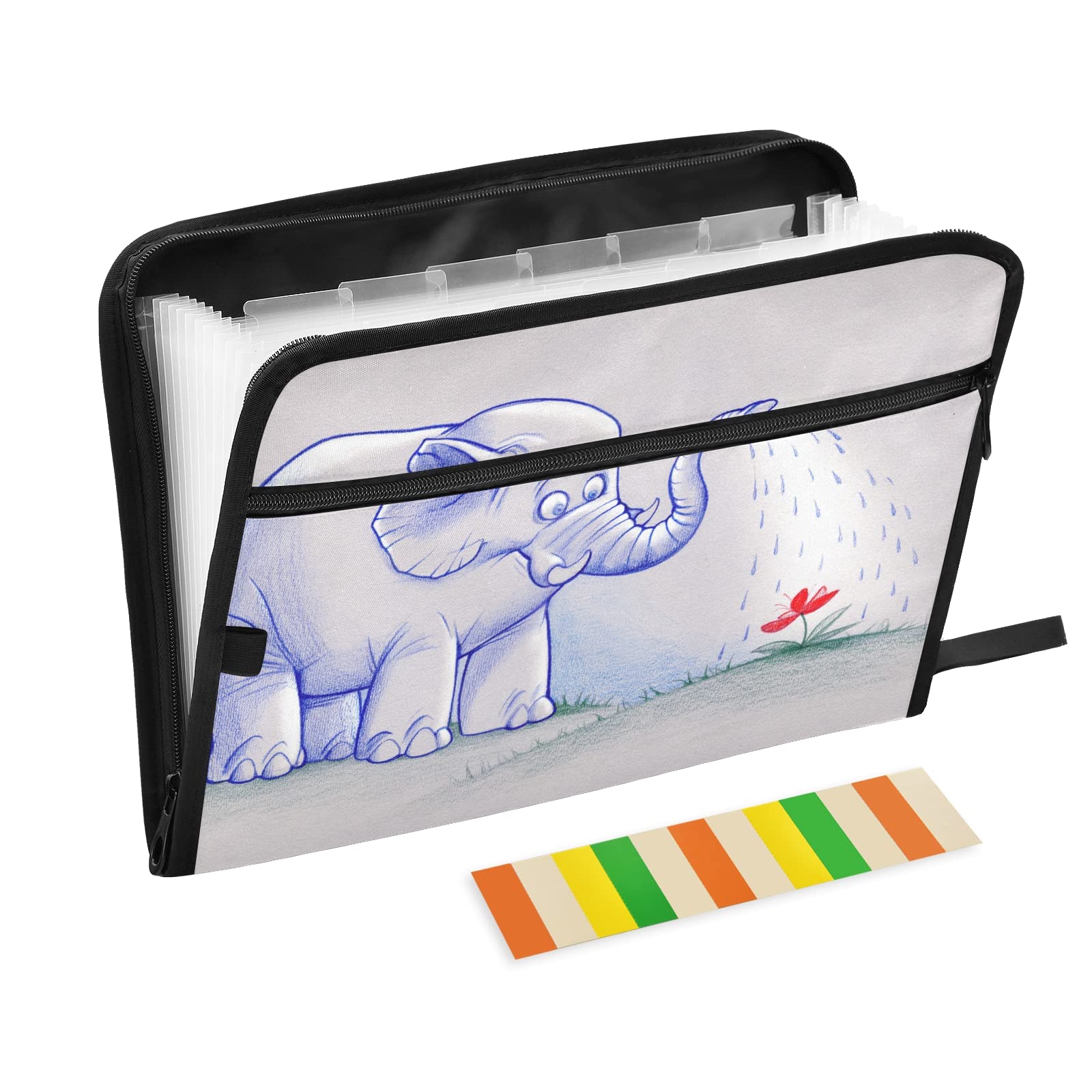 UMIRIKO 13-Pocket Expanding File Folder with Sticky Labels - Letter/A4 Size Accordion Document Organizer with Zipper Closure - Perfect for Office, School, and Home Organization (20220689)
