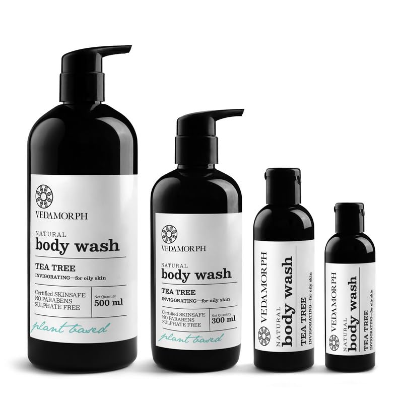 Vedamorph Tea Tree Body Wash for Women & Men - 50ml - Natural & Refreshing Cleanser for Acne-Prone & Sensitive Skin - Perfect for Daily Shower & Post-Workout Use