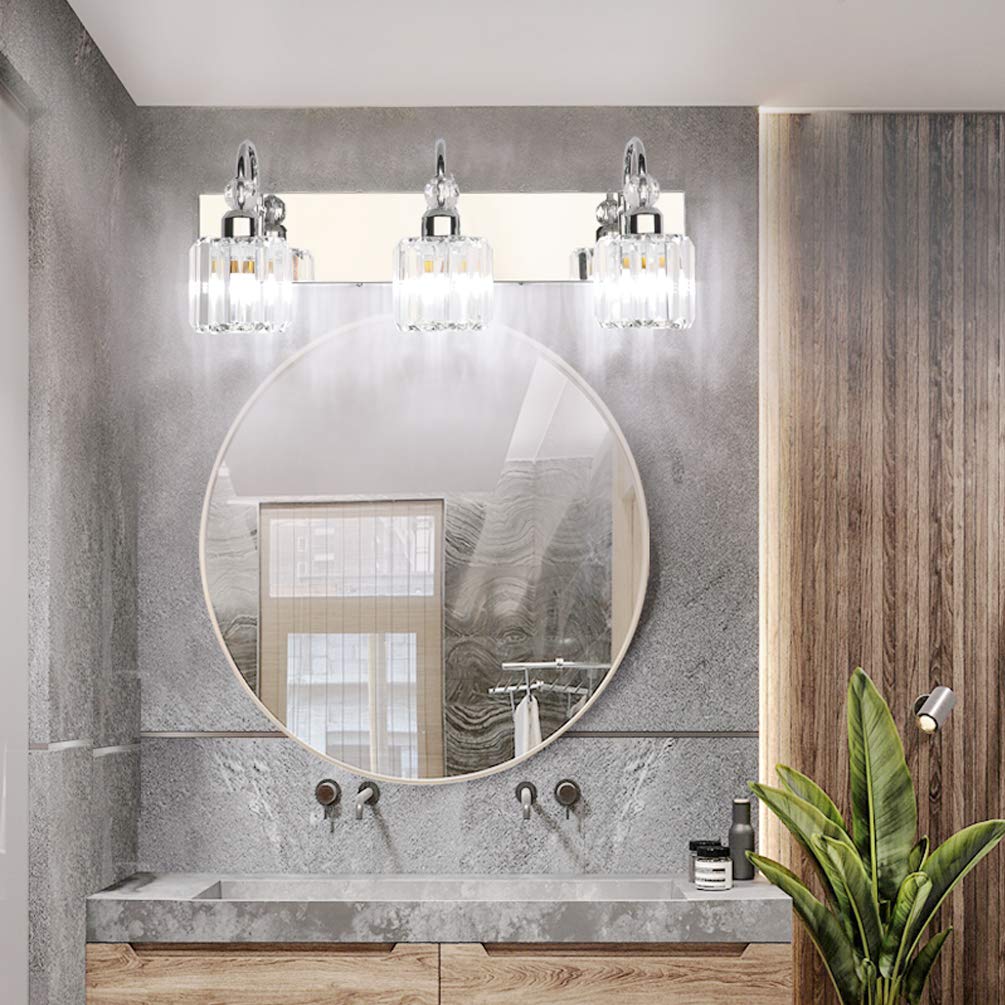 Modern LED Crystal Bathroom Vanity Lights - 3-Lights Stainless Steel for Mirror Lighting