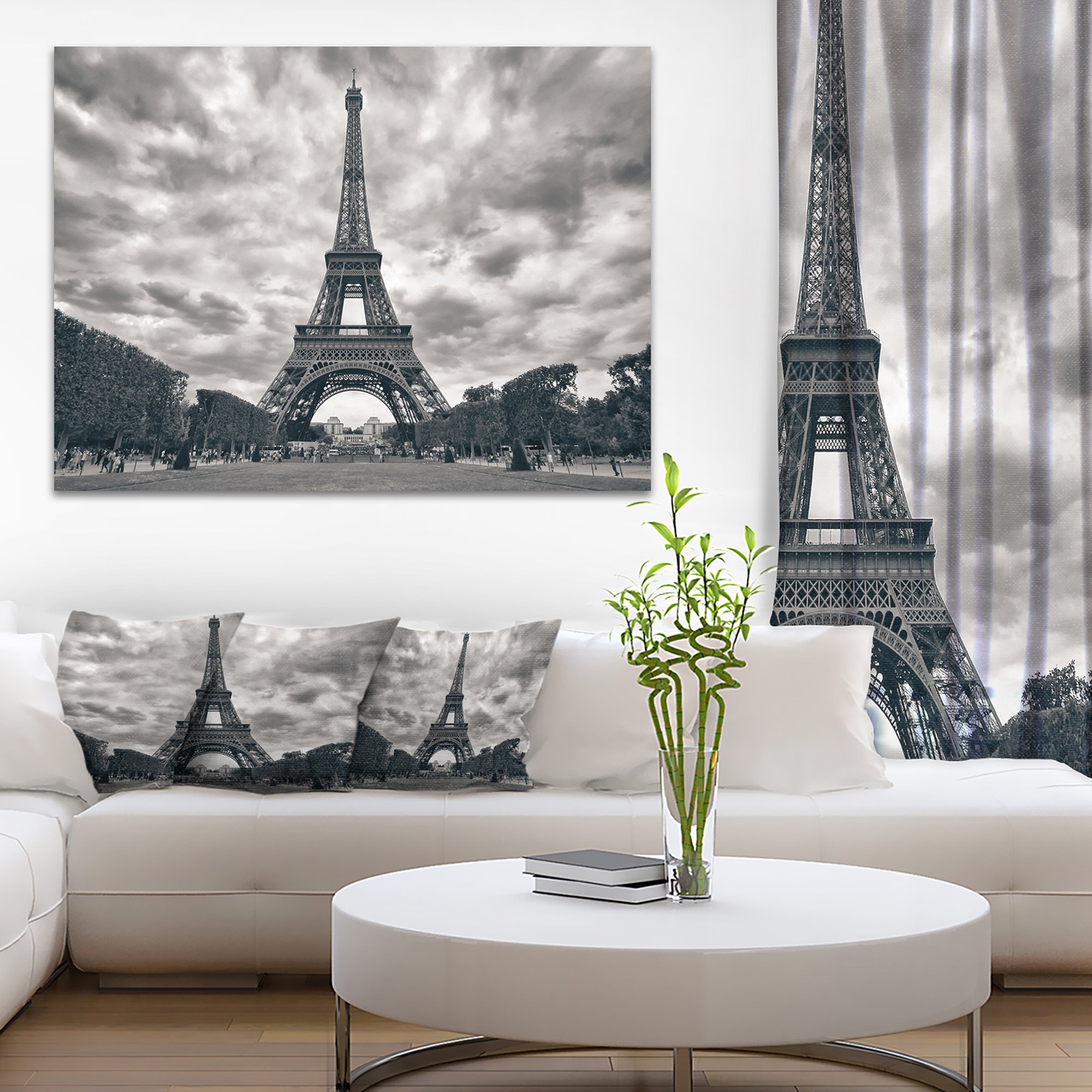 Paris Eiffel Tower Canvas Art Print - Dramatic Skyline Wall Decor for Living Room, Office & Bedroom - High Quality Landscape Photography Wall Art