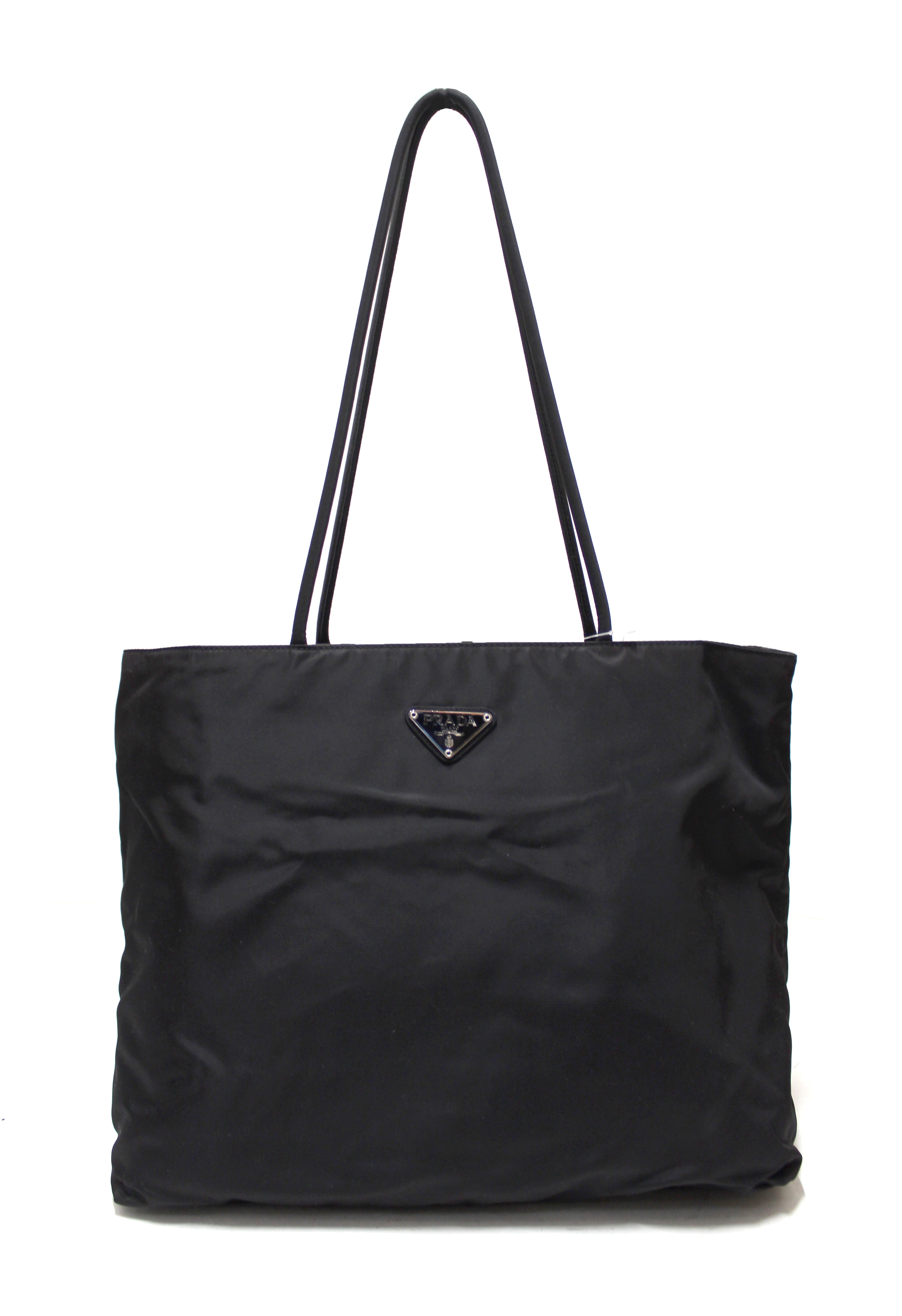Authentic Prada Black Nylon Tessuto Large Tote Shoulder Bag B4681 for Women | Luxury Designer Handbag for Work, Travel & Everyday Use