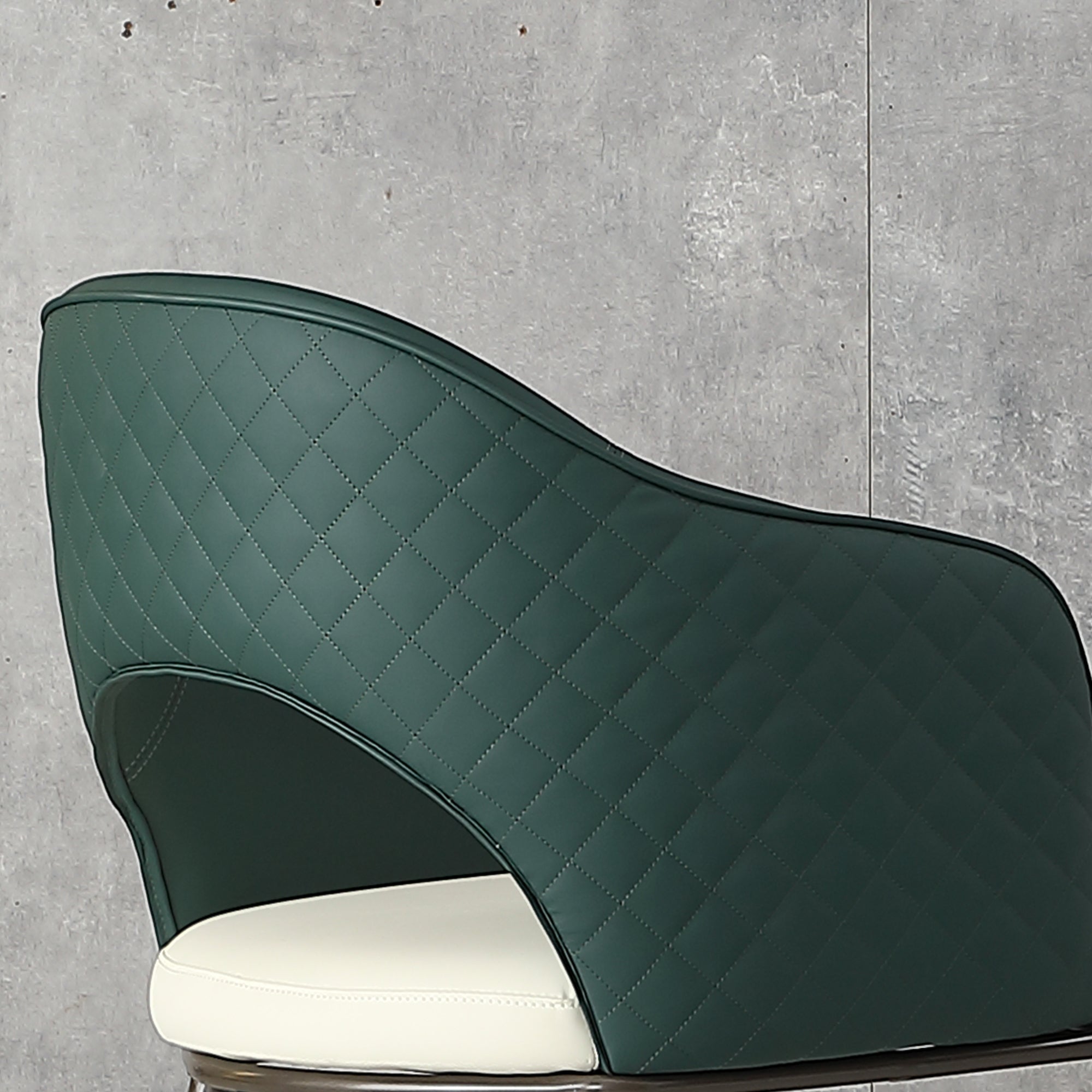 Modern Faux Leather Dining Chairs Set of 2 - Metal Legs, Green Upholstered Kitchen & Dining Room Chairs for Home, Restaurant, or Office Use
