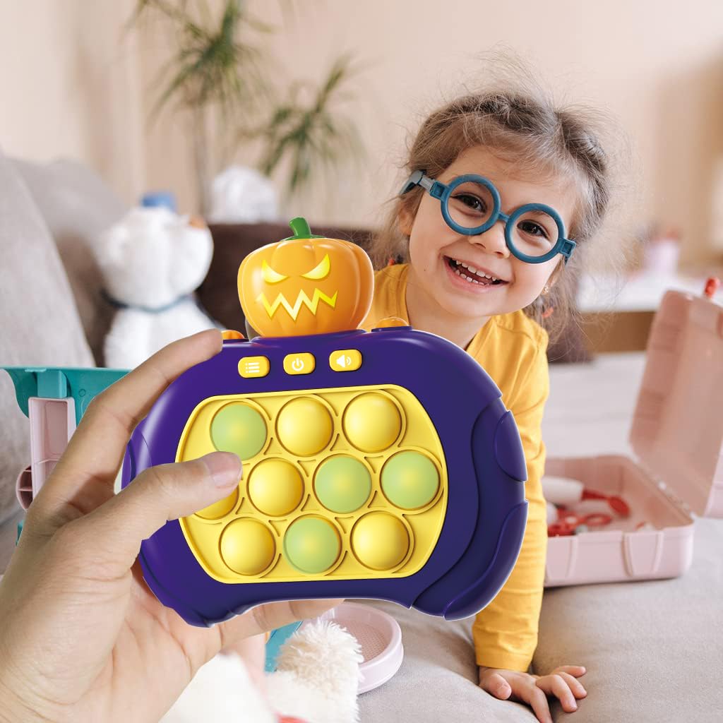 Pumpkin Style Pop Bubble Fidget Toy with LED Lights - 4 Speed Modes, Electronic Push Game for Stress Relief & Brain Training | Sensory Toys for Kids & Adults | Perfect Christmas & New Year Gift for Anxiety Relief & Focus Improvement