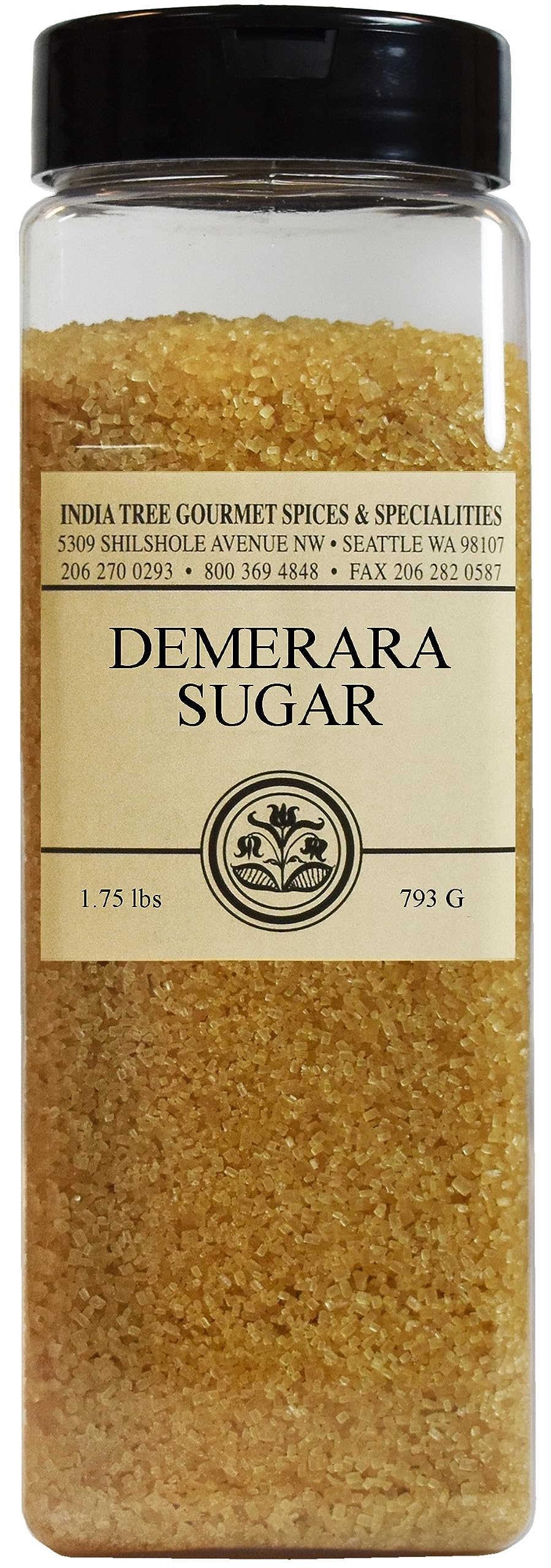 India Tree Demerara Sugar, Natural Cane Sugar, 1.75 lb Pantry Pack - Perfect for Baking, Coffee Sweetener & Cocktail Making