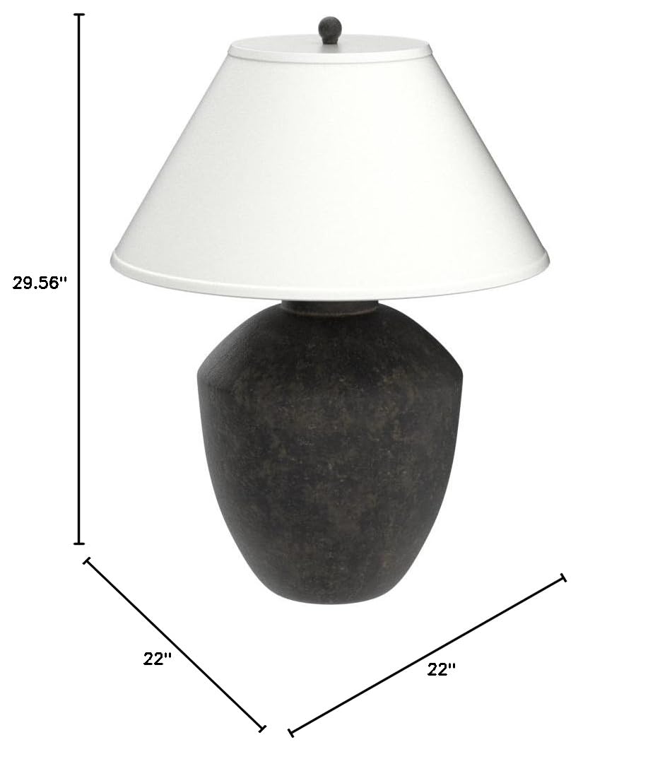 Pacific Coast Lighting 64V99 Massa Black Terracota 1-Light 150W Resin Table Lamp - Stylish Home & Office Decor for Living Room, Bedroom, or Study