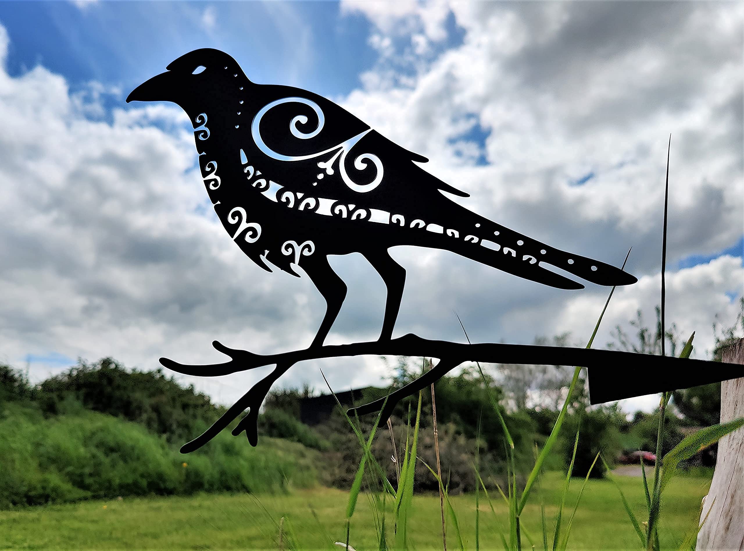 Odin's Raven Huginn Metal Garden Art - Viking & Pagan Decor, High-Grade Steel Silhouette for Tree, Backyard & Outdoor Decor | Perfect for Viking-Themed Gardens, Norse Pagan Altars & Medieval Home Decor