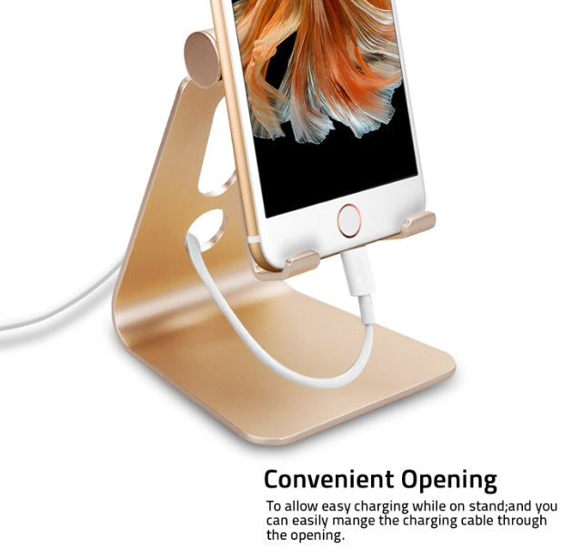Adjustable Aluminum Phone & Tablet Stand - Silver/Gold - Perfect for Home Office, Video Calls, Cooking Recipes & Hands-Free Viewing