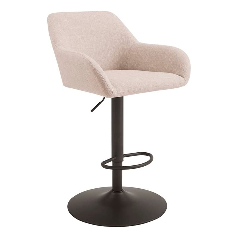 Powell Furniture Linon Jera Adjustable Height Metal Bar Stool in Beige - Perfect for Kitchen Islands, Breakfast Bars & Home Pub Decor