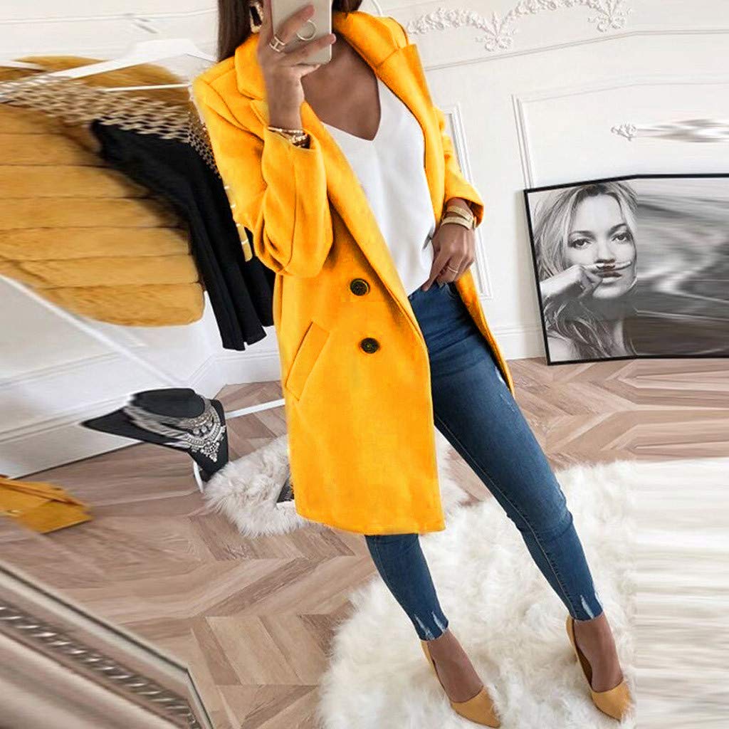 Elegant Women's Wool Blend Slim Long Coat - Warm Winter Outerwear for Office, Dating & Formal Occasions
