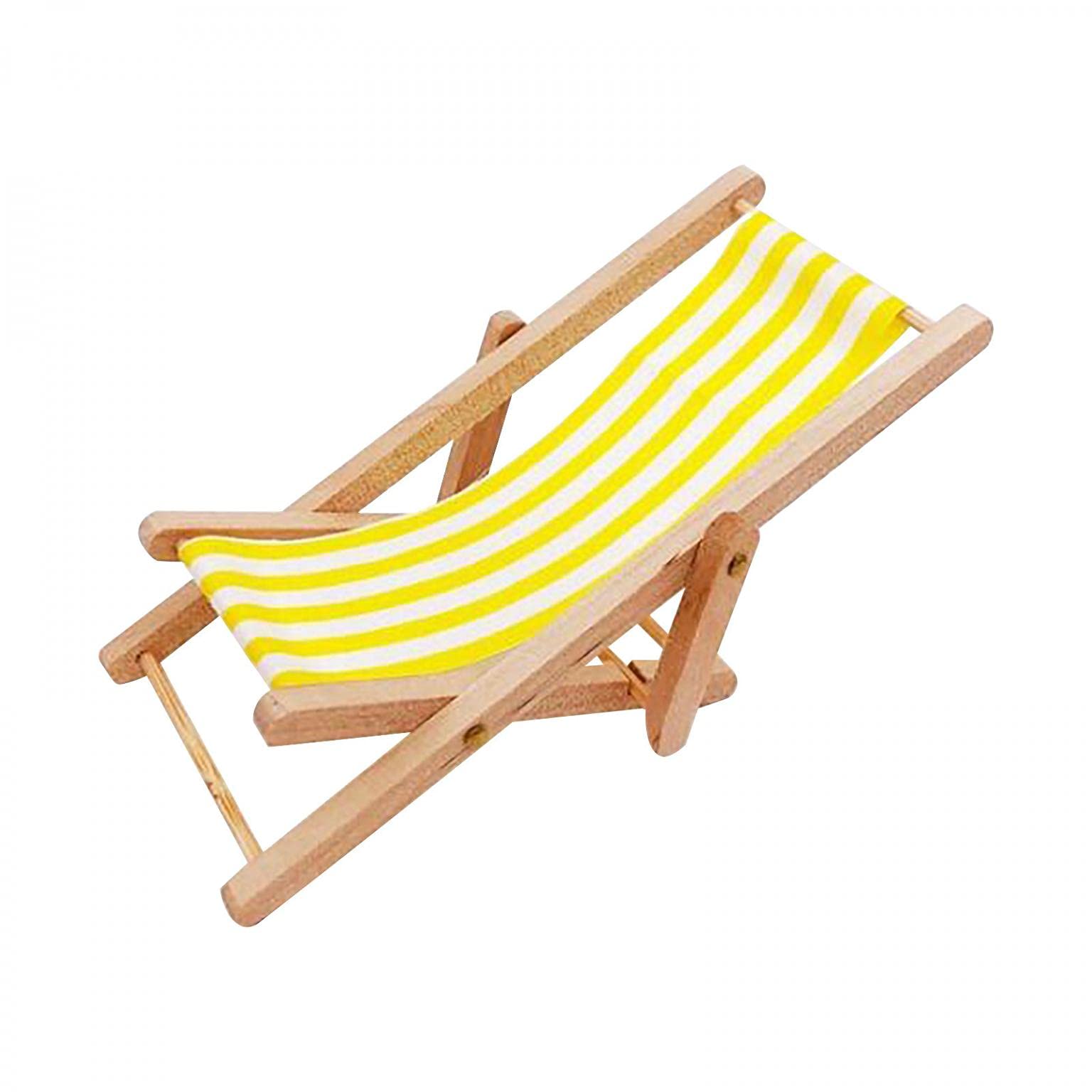 1:12 Scale Mini Doll Furniture - Foldable Lounge Chair Yellow for Dollhouse, Playhouse & Pet Shop Model Decoration | SUMDUINO Miniature Toy Accessories | Perfect for Kids Playtime, Collectors & DIY Miniature Scenes