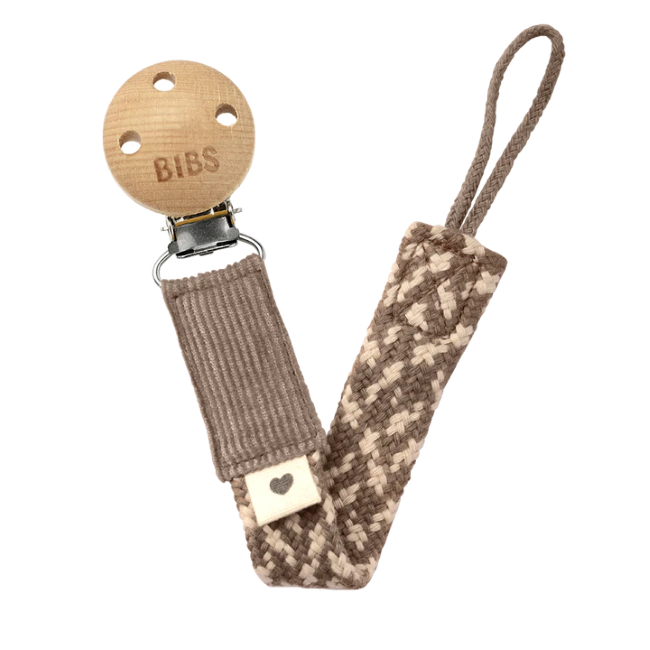 Baby Pacifier Clip with Braided Design - Dark Oak & Vanilla for Secure Pacifier Holder | Perfect for Infants, Toddlers, and On-the-Go Parents