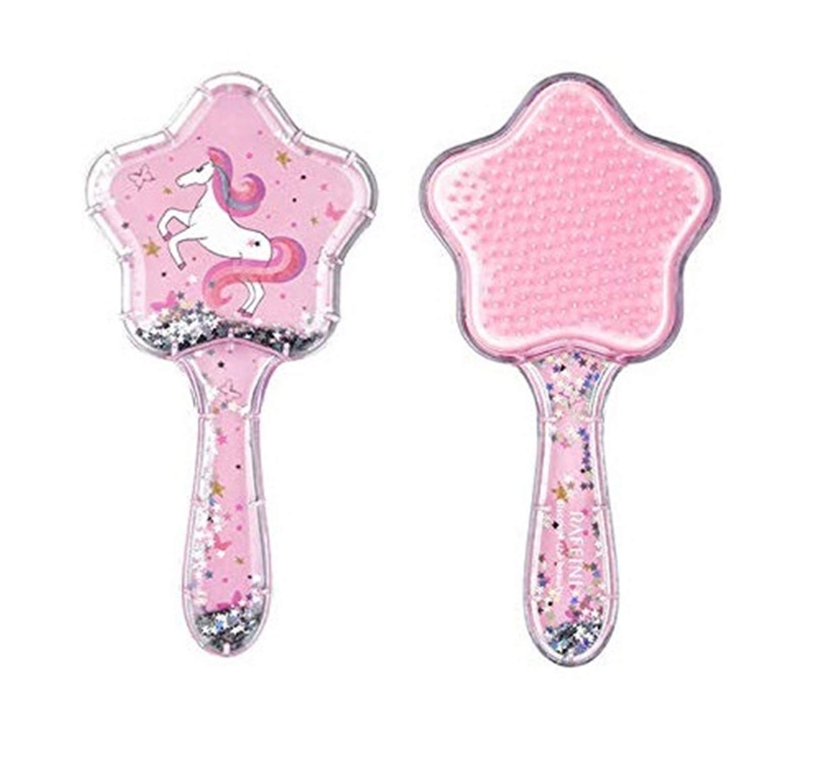 Crazycute® 3D Unicorn Hair Brush for Kids - Glittery Star Detangling Brush with Paddle Cushion, Anti-Static & Hair Loss Prevention, Massage Scalp - Perfect for Girls' Hair Care, Travel & Gift Giving (1 Pack)