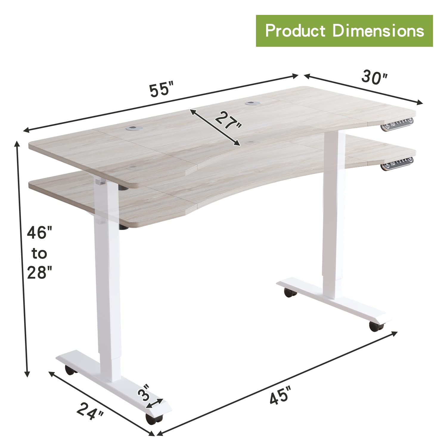 Height Adjustable Electric Standing Desk 55