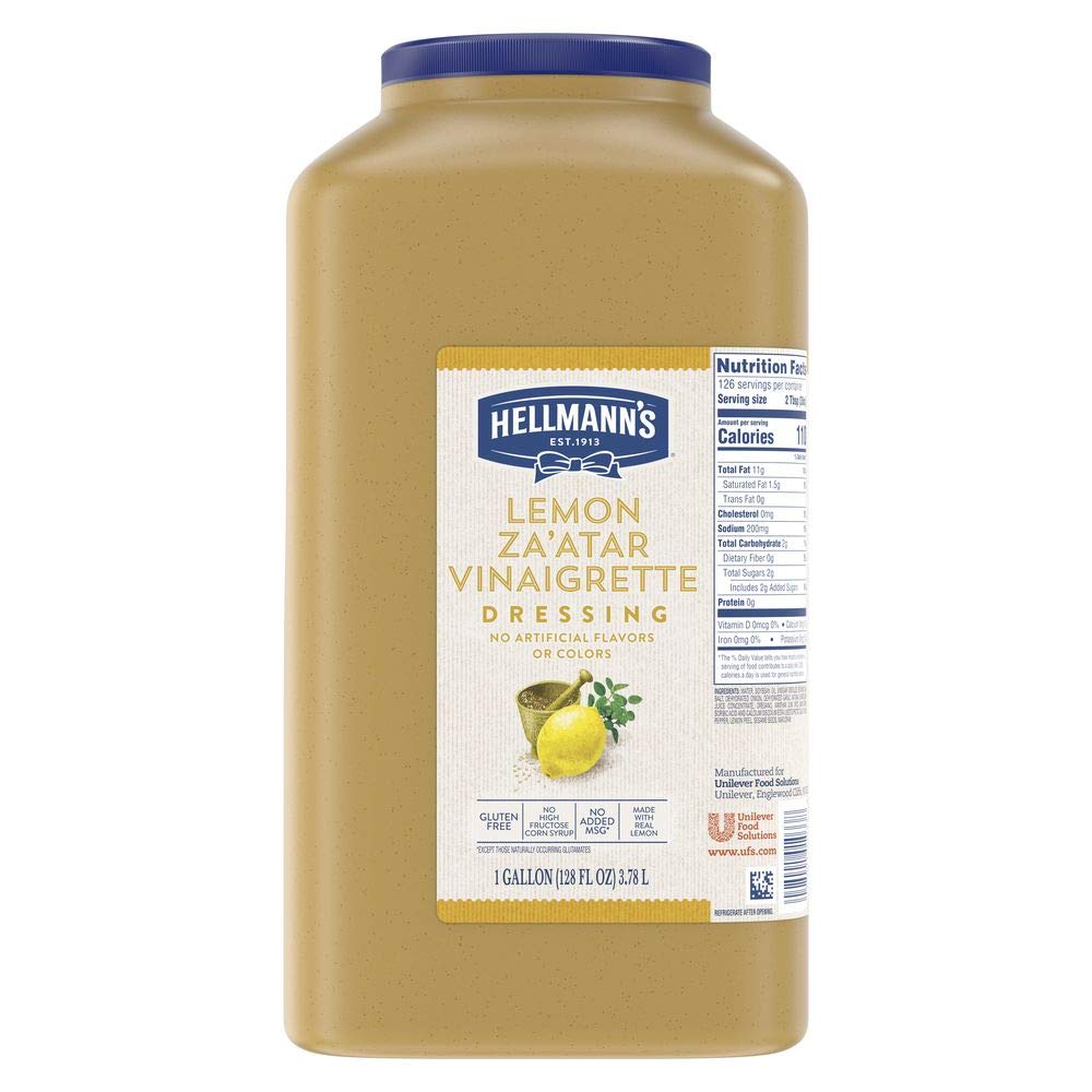Hellmann's Lemon Za'atar Vinaigrette - Gluten Free Salad Dressing 1gal (Pack of 4) for Catering & Restaurants