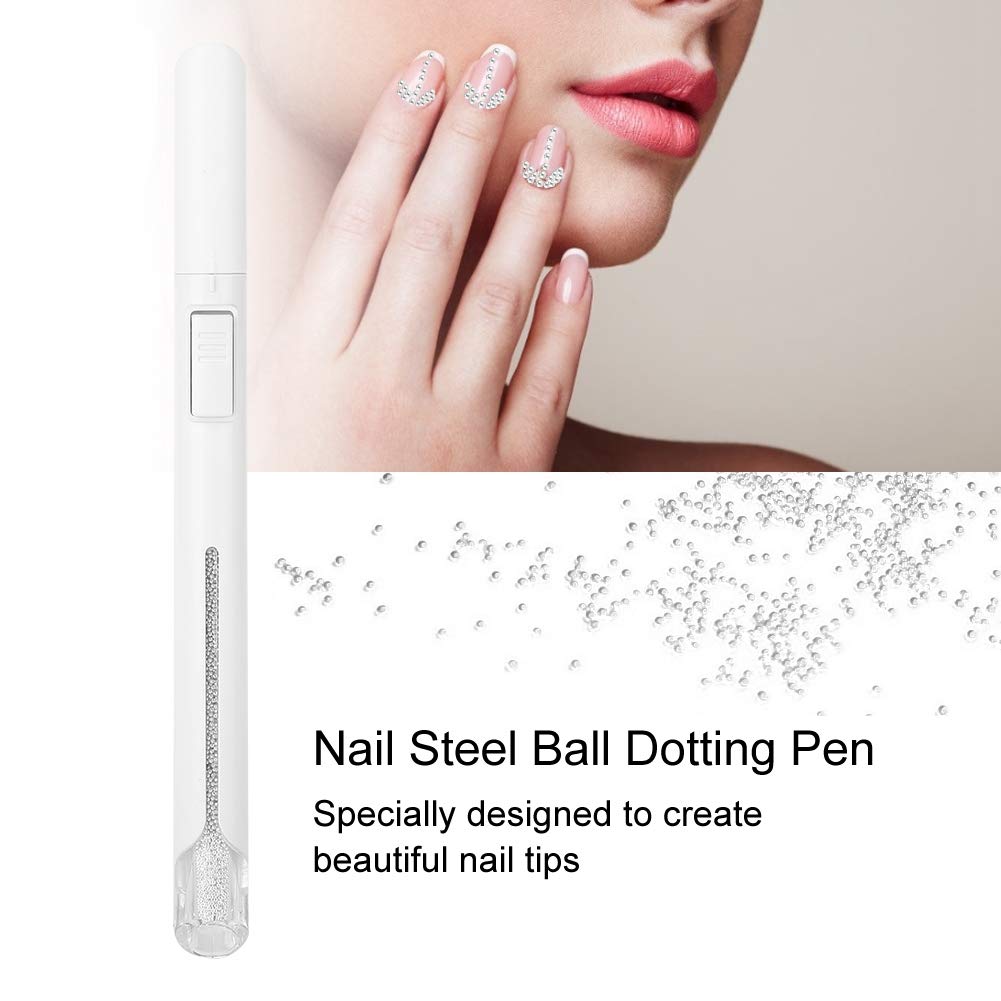 0.8mm Multi-Functional Nail Art Dotting Pen - Salon Professional Nail Beads & Rhinestones Decoration Tool for Manicure (Silver) | Perfect for Nail Design, DIY Art, and Professional Salon Use