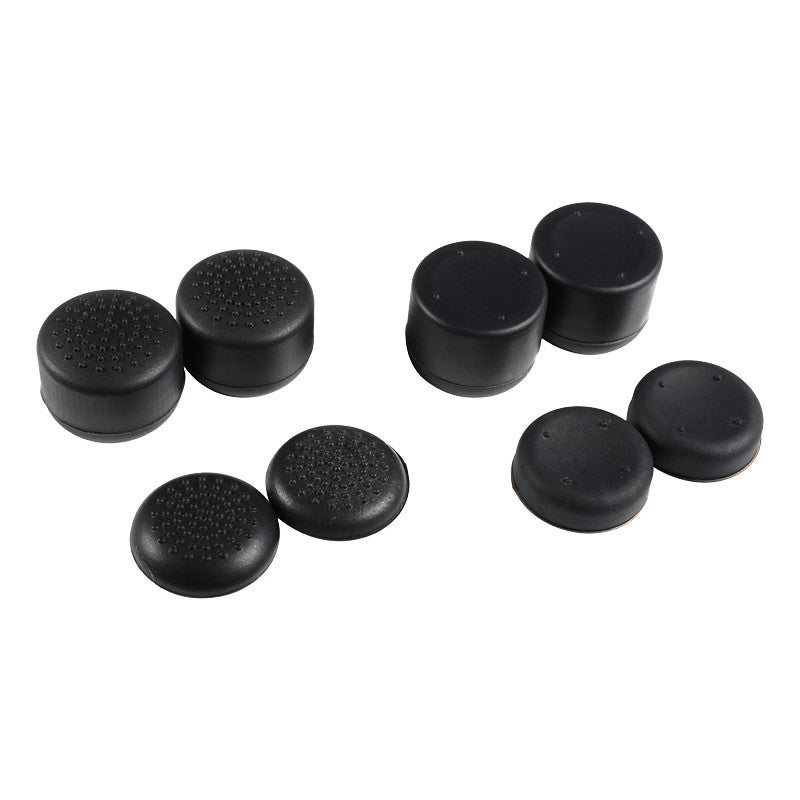 eXtremeRate 8 Black Silicone Rubber Precision Raised Analog Thumb Grips for PS4 Slim & PS4 Pro Controllers - Enhanced Grip for Gaming, FPS, and Sports Games