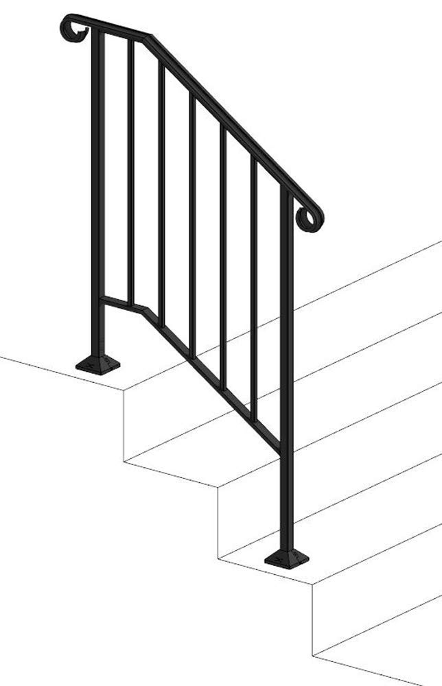 Iron X Handrail Picket #2 for Wood & Composite Steps - Durable Outdoor Stair Railing System for Decks, Porches, and Patios