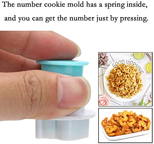 Noble Foods 10PCS Plastic Number Fondant Cake Biscuit Mold Set - Cookie Stamp, Embosser Cutter & DIY Digital Fondant Tool for Birthday, Wedding, and Party Decorations