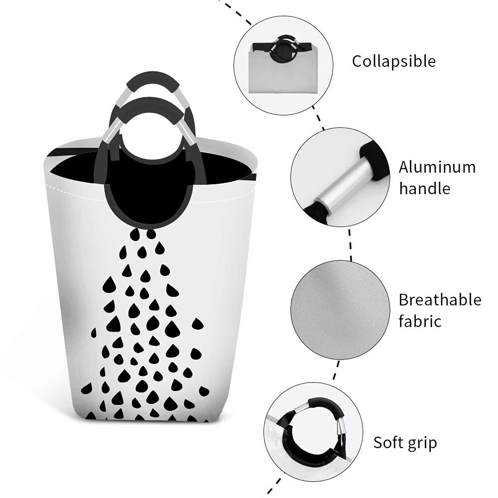 Wondertify Black Shower Icons Laundry Hamper - Foldable Clothes Basket with Handles for Bathroom, Bedroom & Kids Room Organization - Perfect for Towel Storage, Toy Organizer & Dirty Clothes Collection