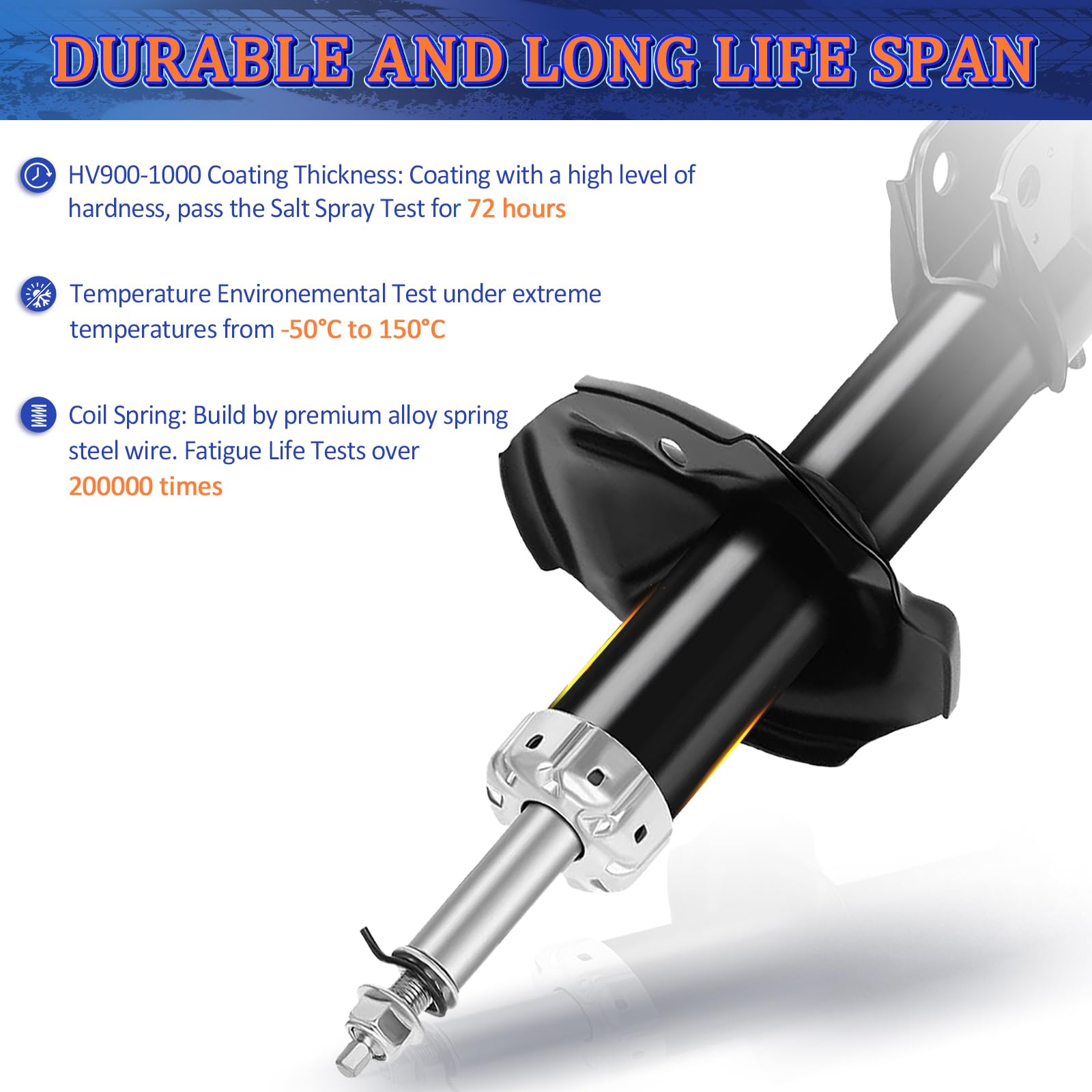 Toyota RAV4 1996-2000 Front & Rear Struts Shock Absorbers - 2.0L L4 AWD/FWD Suspension Replacement Parts - Perfect for Off-Roading, Daily Commuting & Smooth Ride Comfort