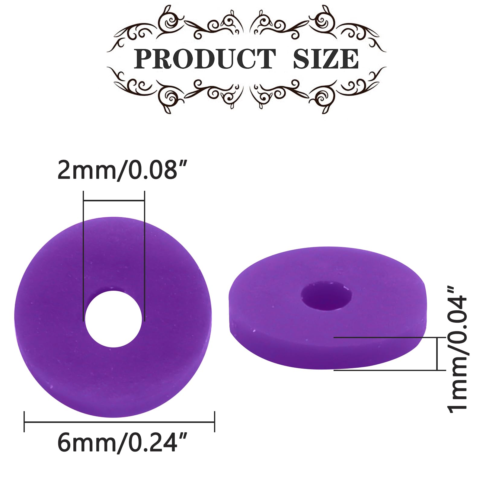1000pcs 6mm Purple Heishi Beads - Polymer Clay Beads for DIY Jewelry Making, Bracelets & Necklaces - Perfect for Crafting, Gifts & Boho Style Accessories