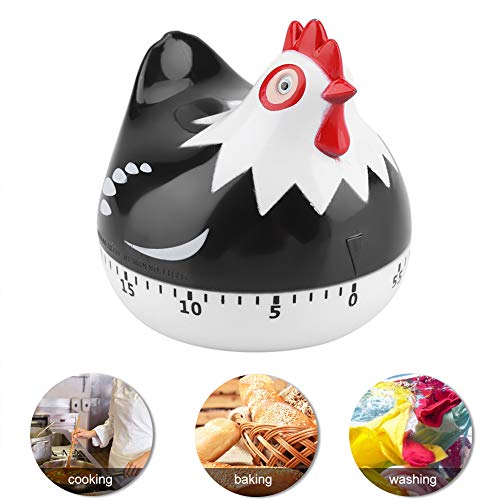 Chicken Pattern Kitchen Timer - Digital Countdown Timer for Cooking, Baking, BBQ & More | Black Cooking Alarm Clock for Eggs, Pizza, Workouts & Home Use
